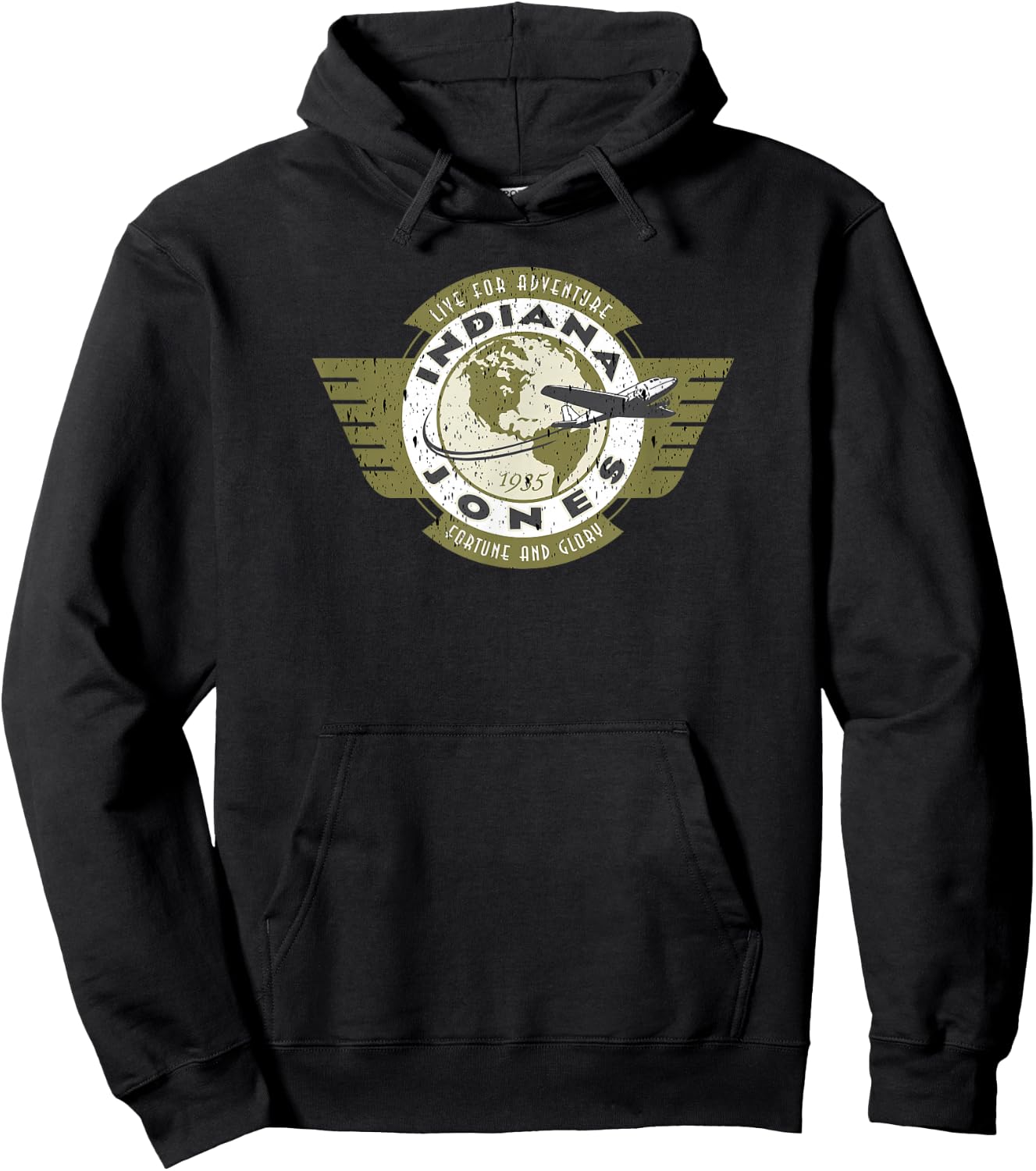 Indiana Jones and The Temple of Doom Vintage Flyer Badge Hoodie - Hoodie | Black