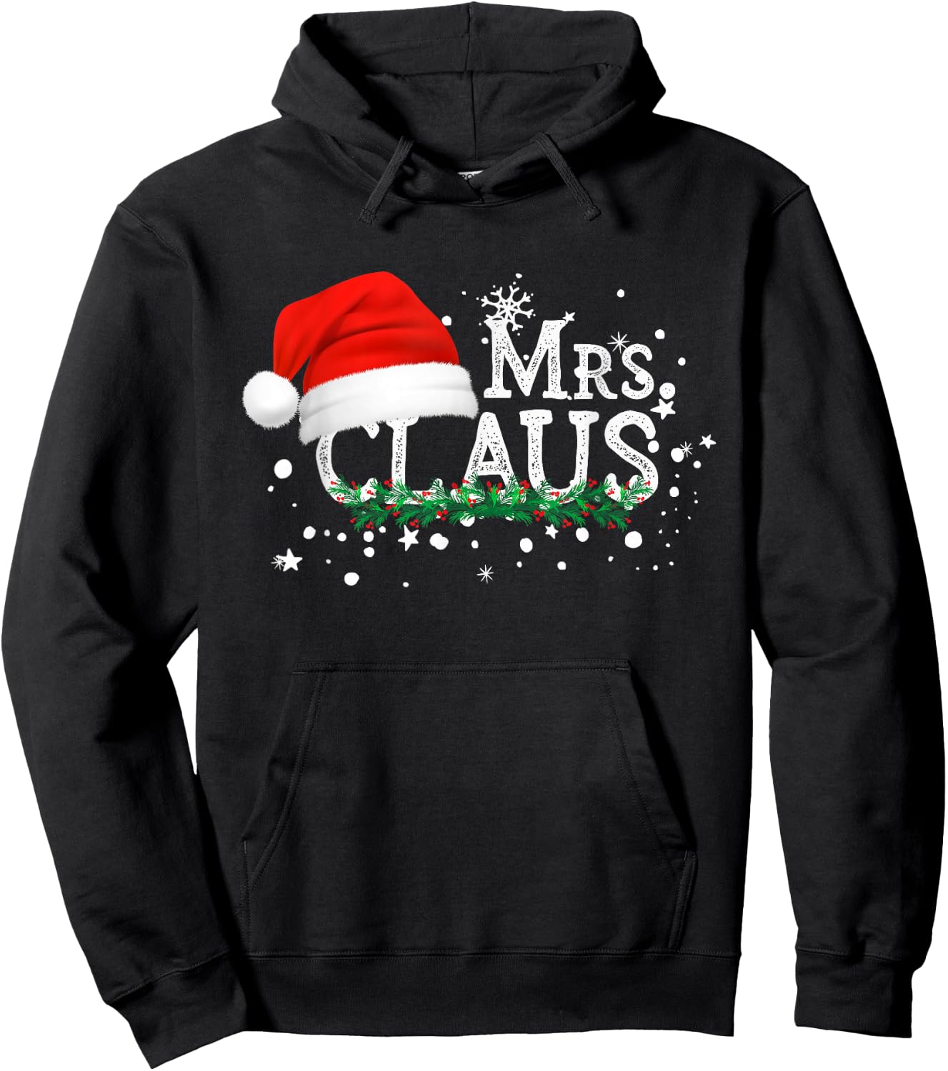 Mrs Claus Christmas Couples Matching Her Xmas Pajama Hoodie - Hoodie | Black