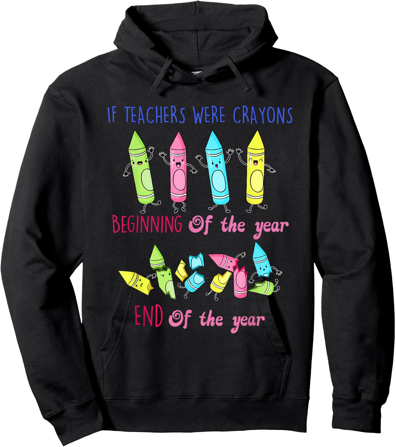 If Teachers Were Crayons Beginning Of The Year End The Year Hoodie - Hoodie | Black