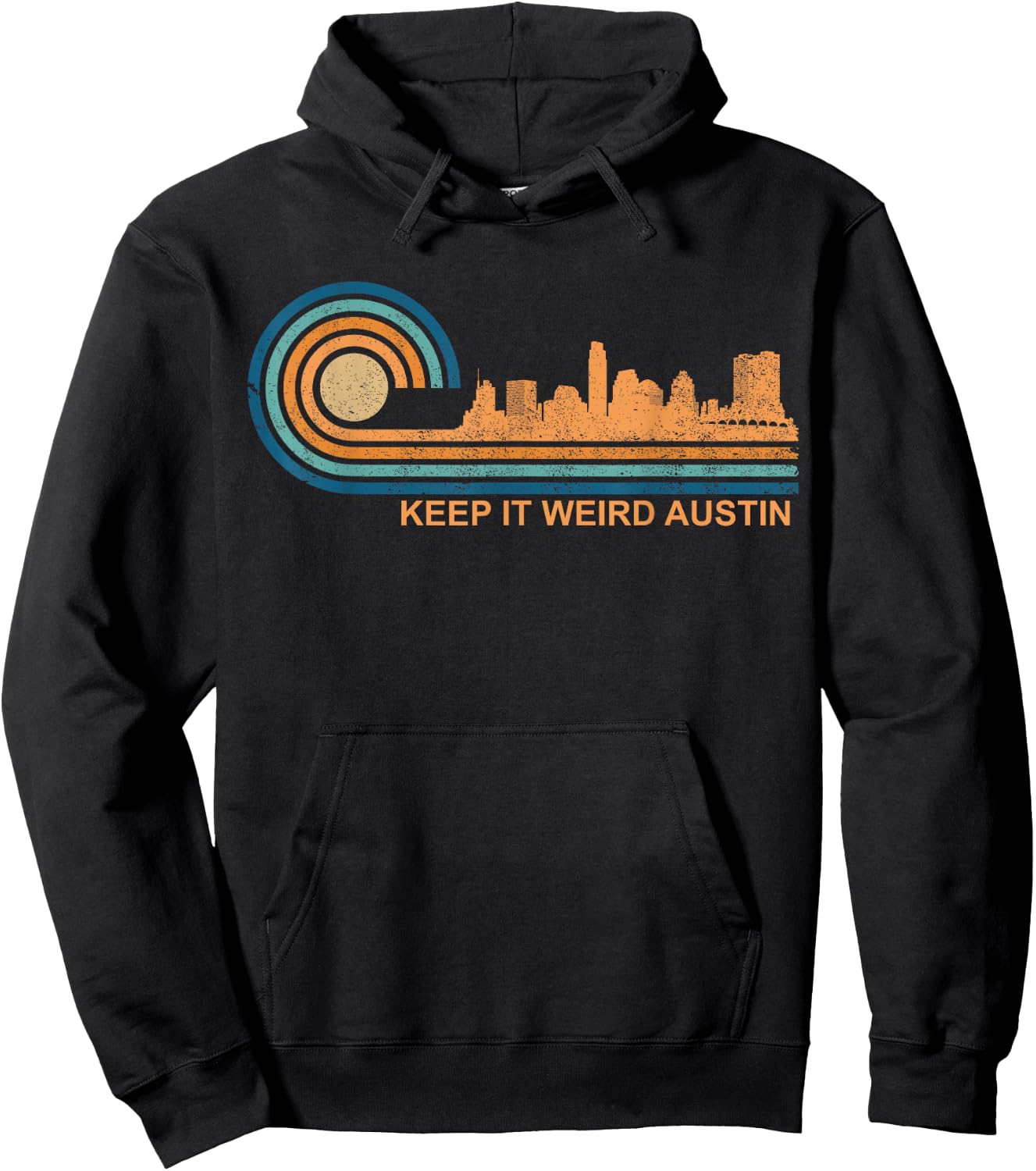 Keep It Weird Austin Texas Skyline Retro Austin Hoodie - Hoodie | Black