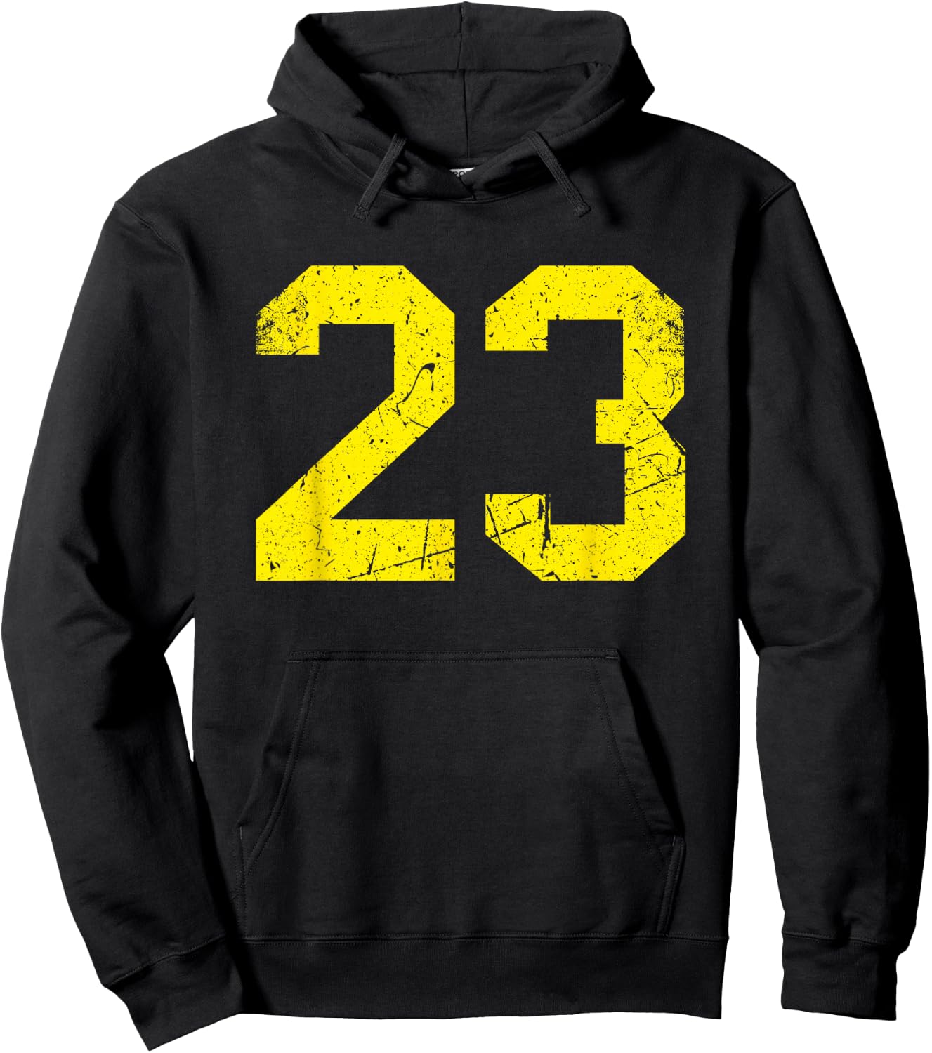 Vintage Yellow Sports Team Number #23 Hoodie - Hoodie | Black