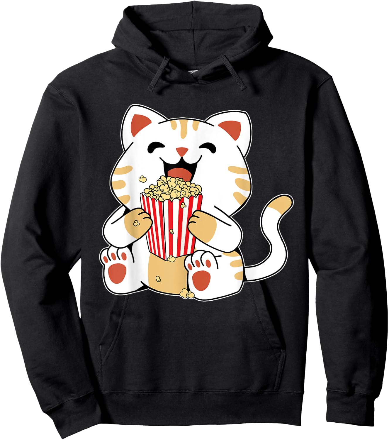 Cat Popcorn Kids Cute Funny Movie Night Hoodie - Hoodie | Black
