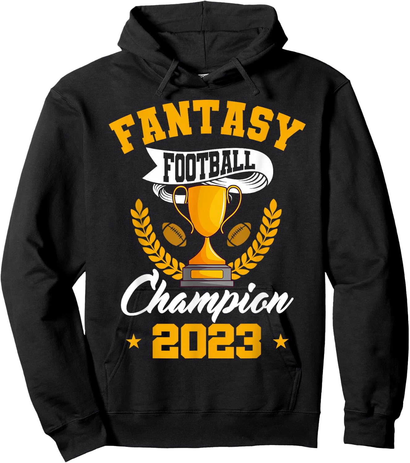 Fantasy Football Champion 2023 Golden Trophy Hoodie - Hoodie | Black