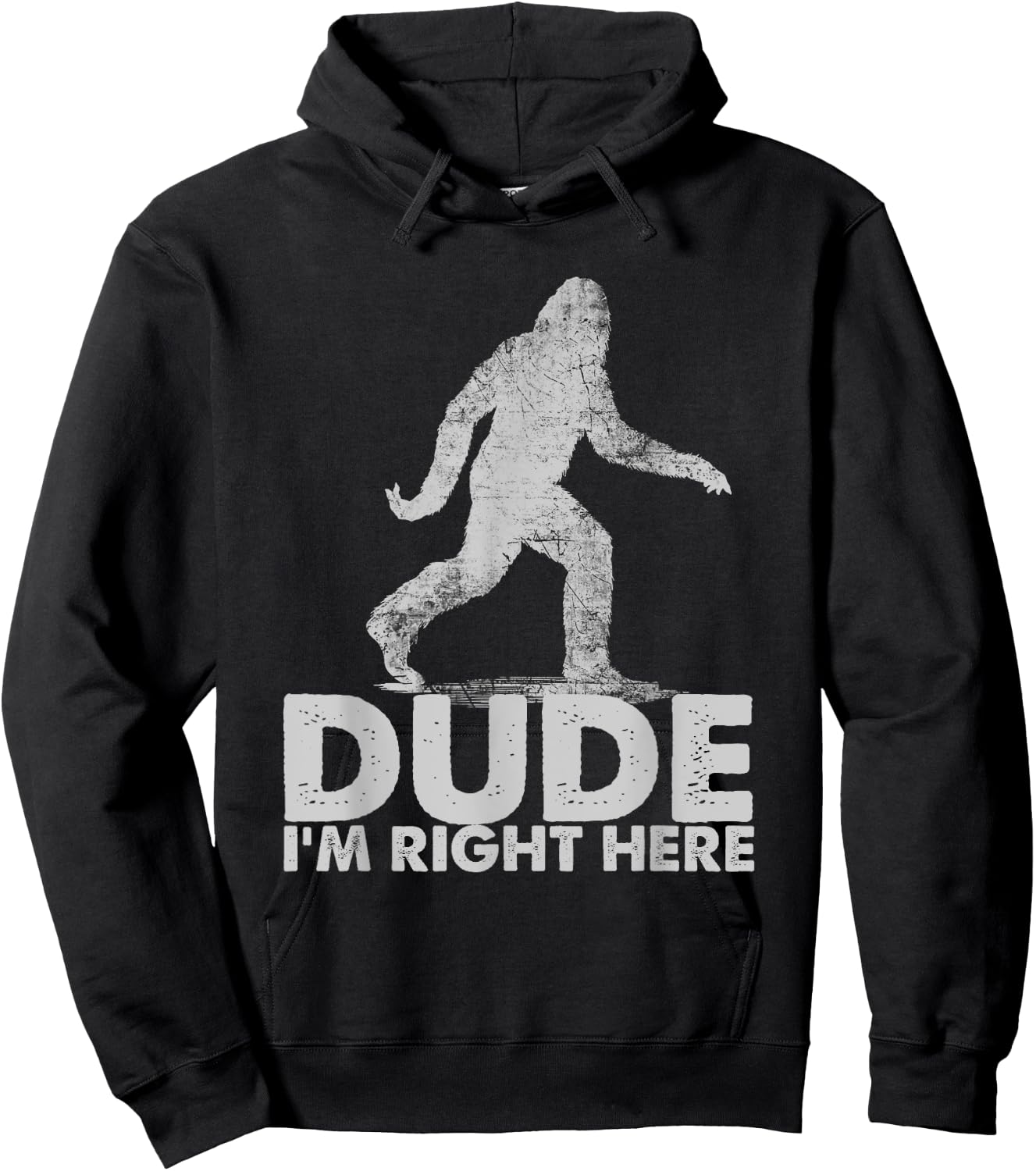 Dude I'm Right Here Funny Sasquatch Bigfoot Ape Art Animal Hoodie - Hoodie | Black