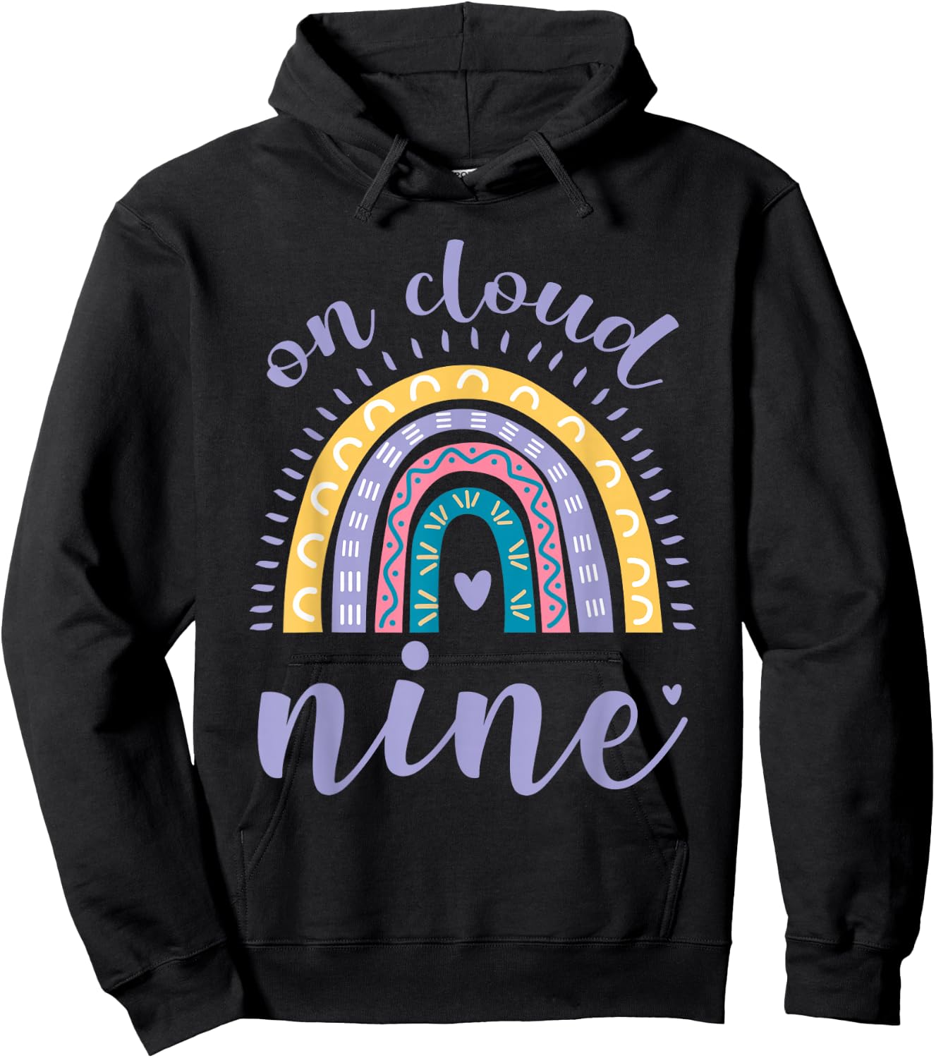 On Cloud Nine 9th Birthday 9 Years Old Rainbow Hoodie - Hoodie | Black