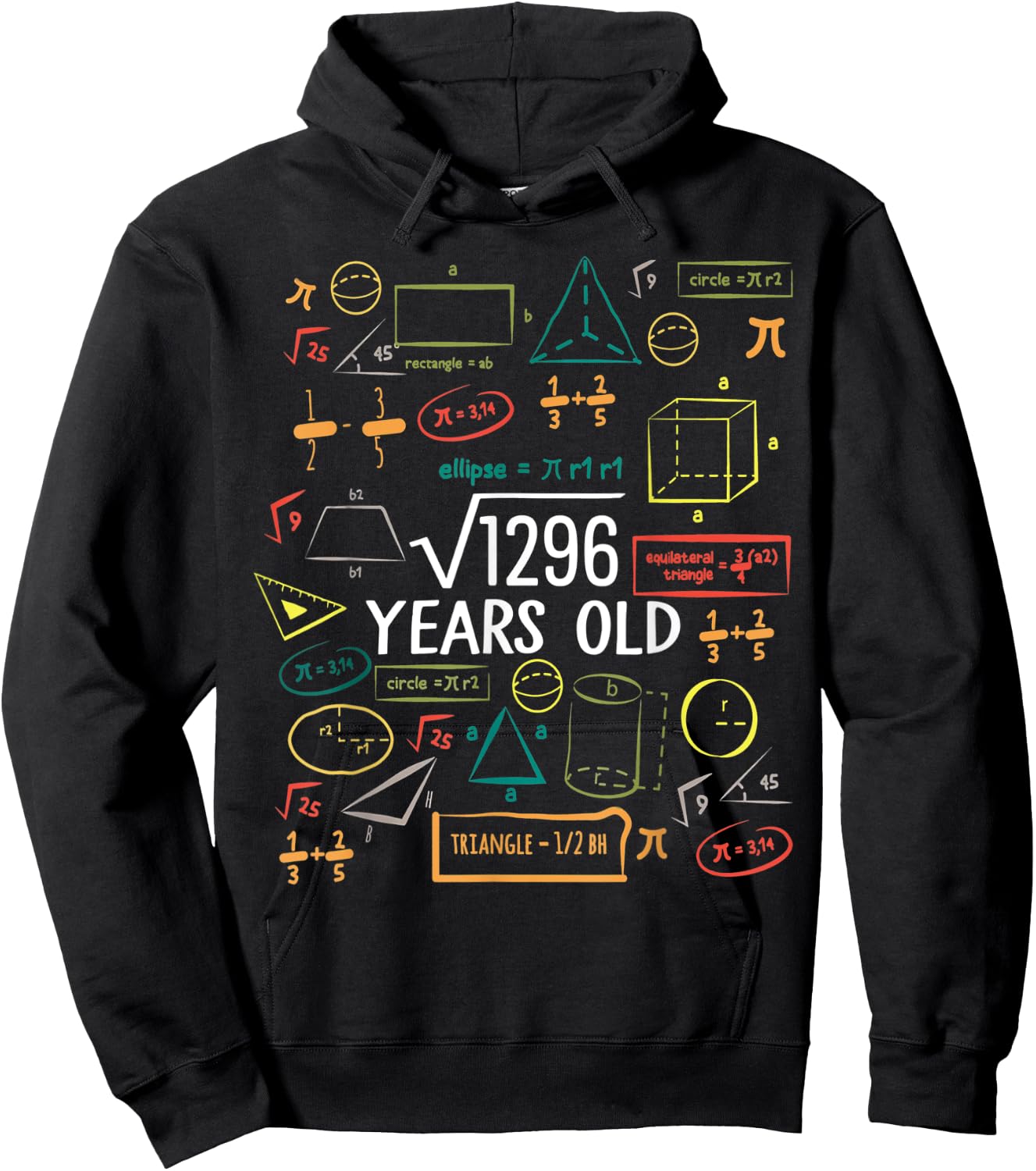 36 Years Old Square Root Math 36th Birthday Men Women Hoodie - Hoodie | Black