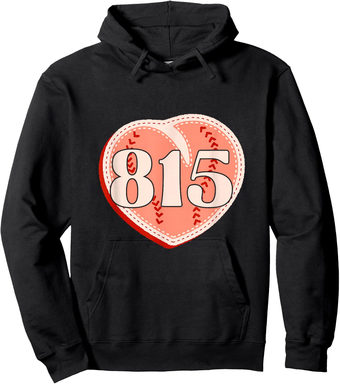 Retro Rockford Illinois 815 A Peach With Baseball Seams Hoodie - Hoodie | Black