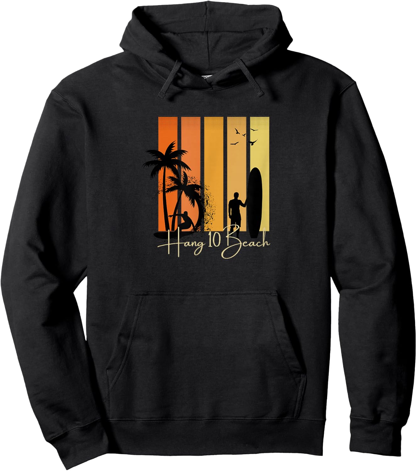 Hang 10 Beach Surfers Surfing Surf Hoodie - Hoodie | Black