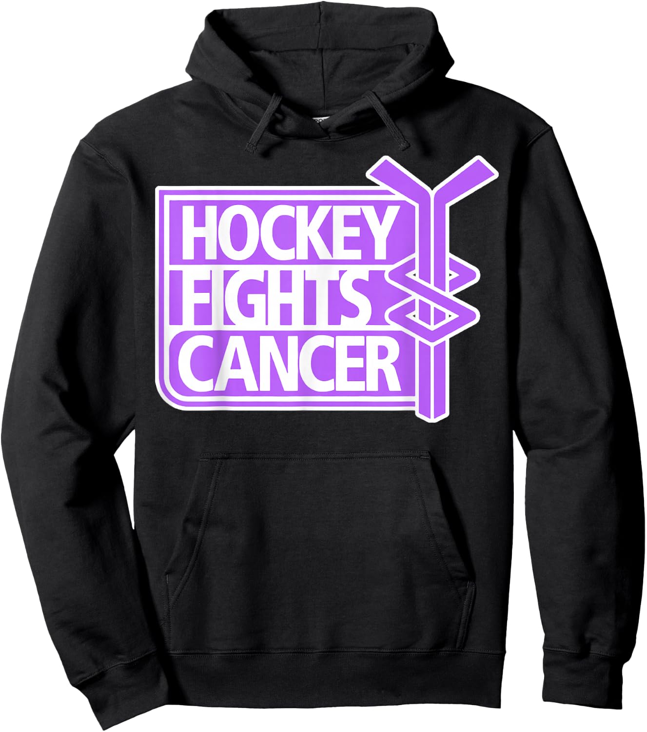 Hockey Fights Cancer Adult Classic Fit Short Sleeve Black Hoodie - Hoodie | Black