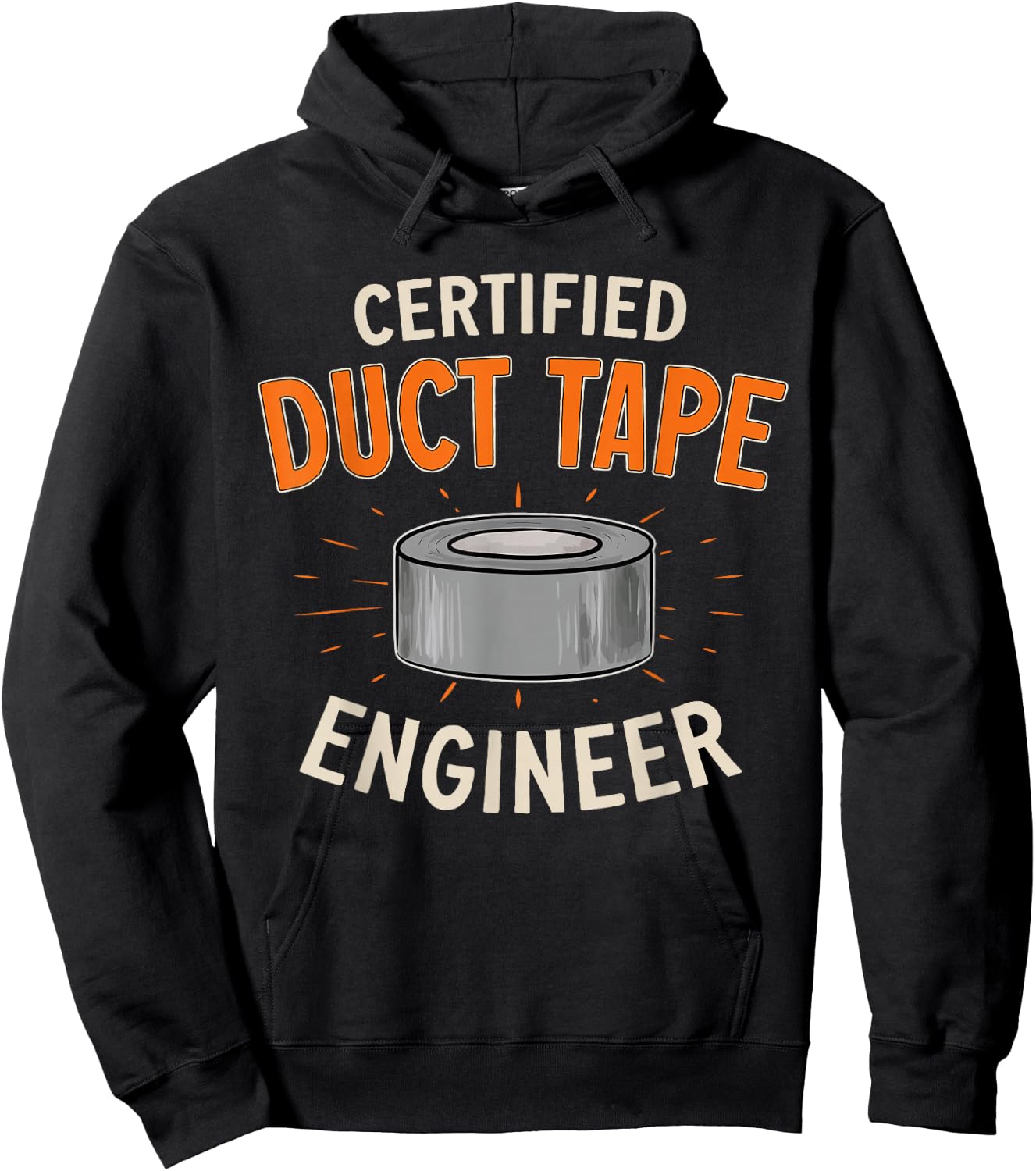 Certified Duct Tape Engineer Handyman Duct Tape Hoodie - Hoodie | Black