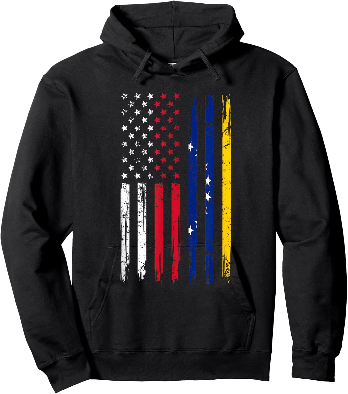 Half American And Venezuelan Usa Venezuela Flag Men Roots Hoodie - Hoodie | Black