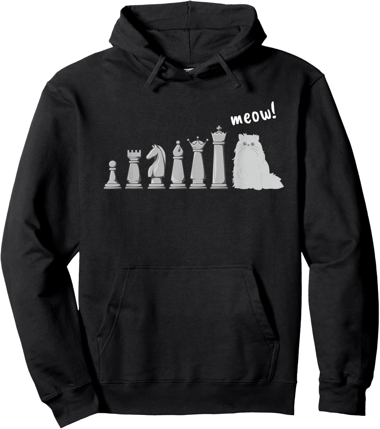 Cat Chess Pawn Meow Funny Chess Player Hoodie - Hoodie | Black