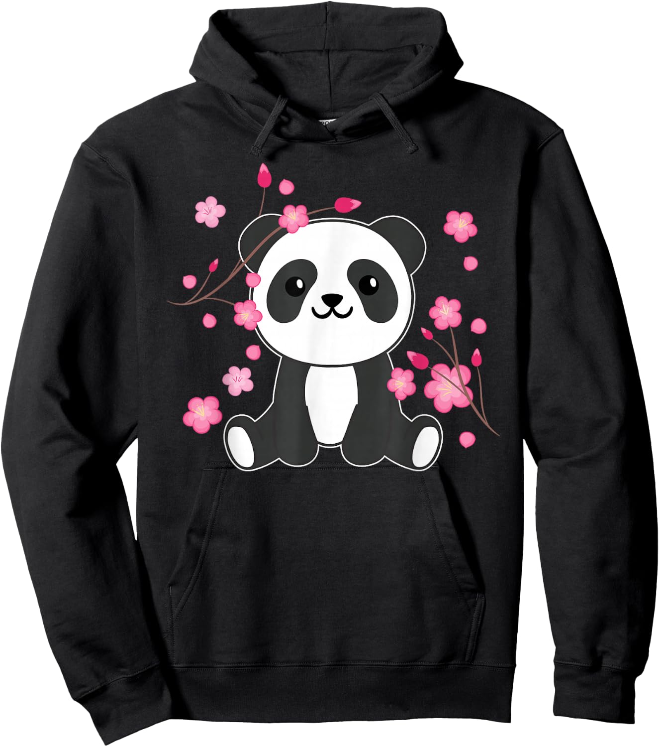 Panda Cute Animals for Children Kawaii Cherry Blossoms Hoodie - Hoodie | Black