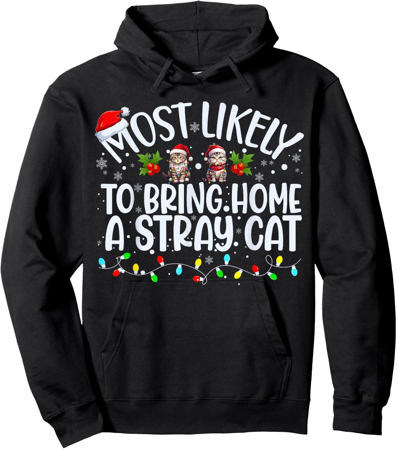 Most Likely To Bring Home A Stray Cat Matching Christmas Men Women Kids Hoodie - Hoodie | Black