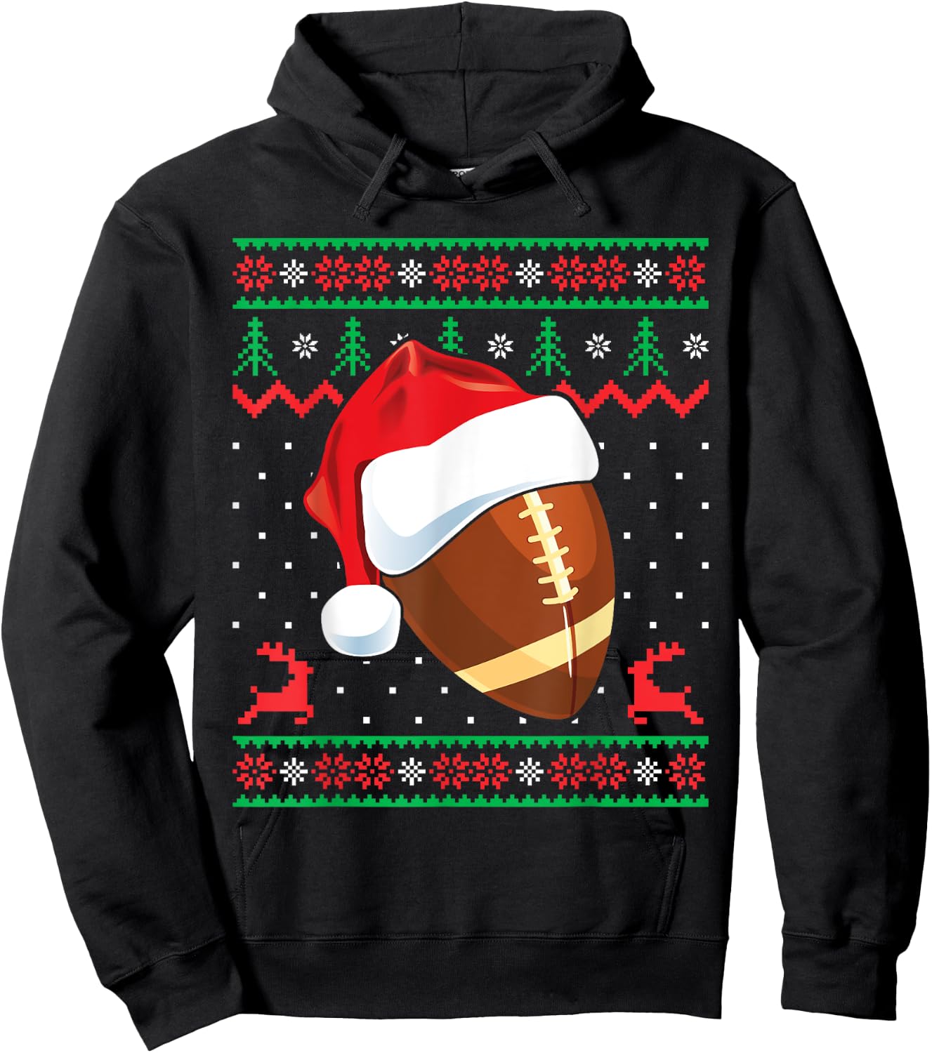 Funny Football Ugly Christmas Sweater Boys Sports Xmas Hoodie - Hoodie | Black