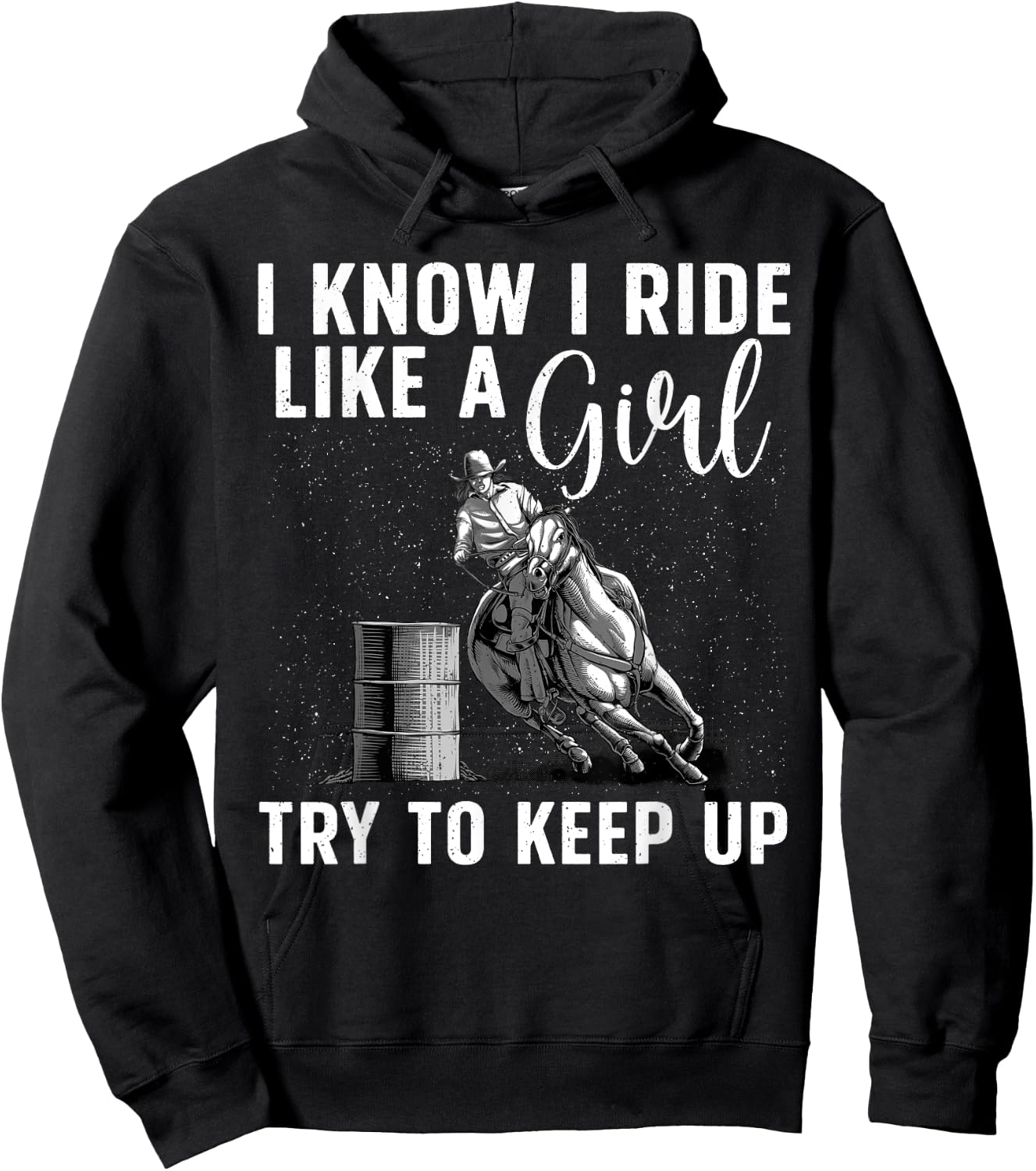 Funny Barrel Racing Art Girls Women Horse Racing Lovers Hoodie - Hoodie | Black