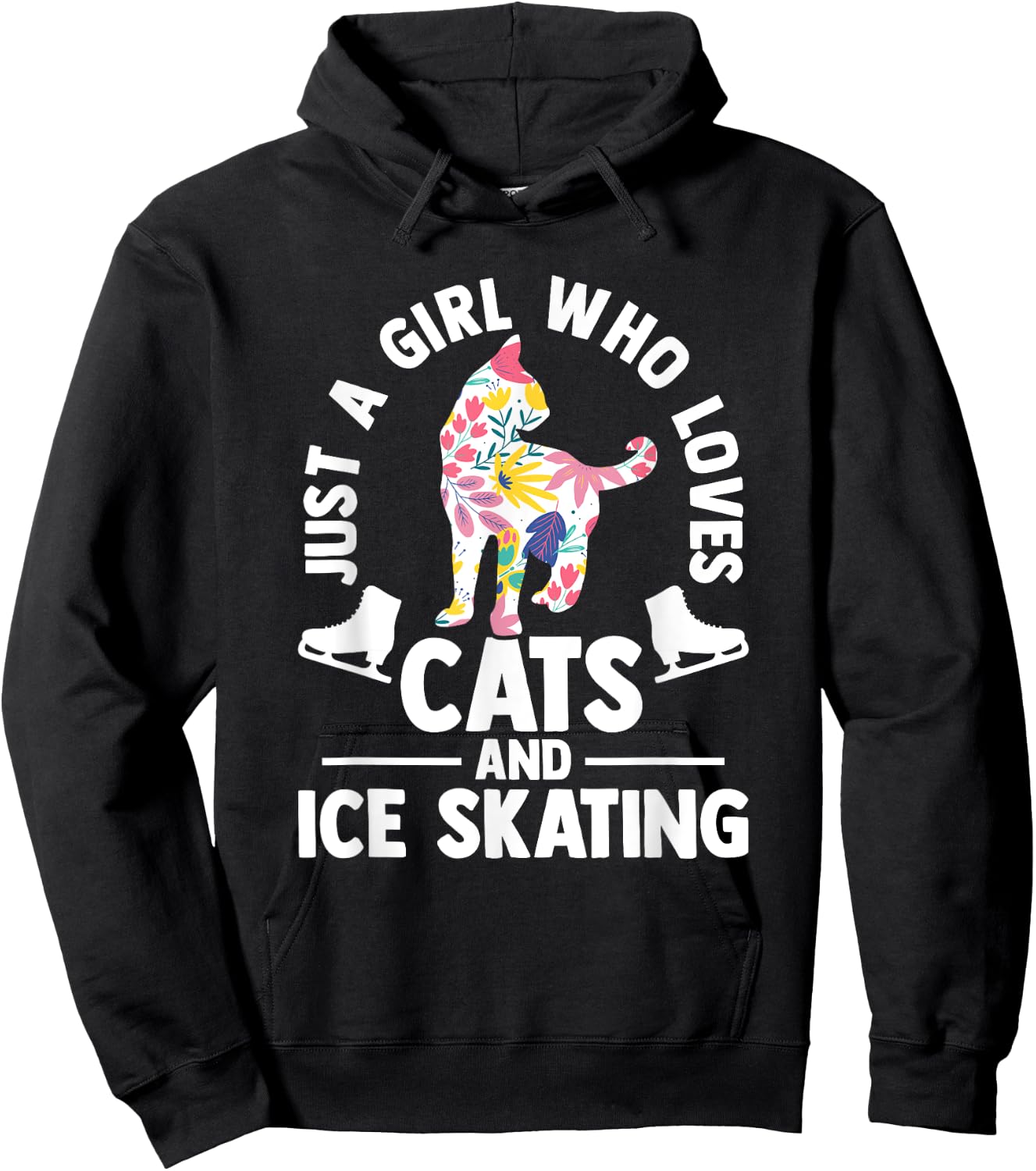 Just a girl who loves cats and ice skating Figure Skating Hoodie - Hoodie | Black
