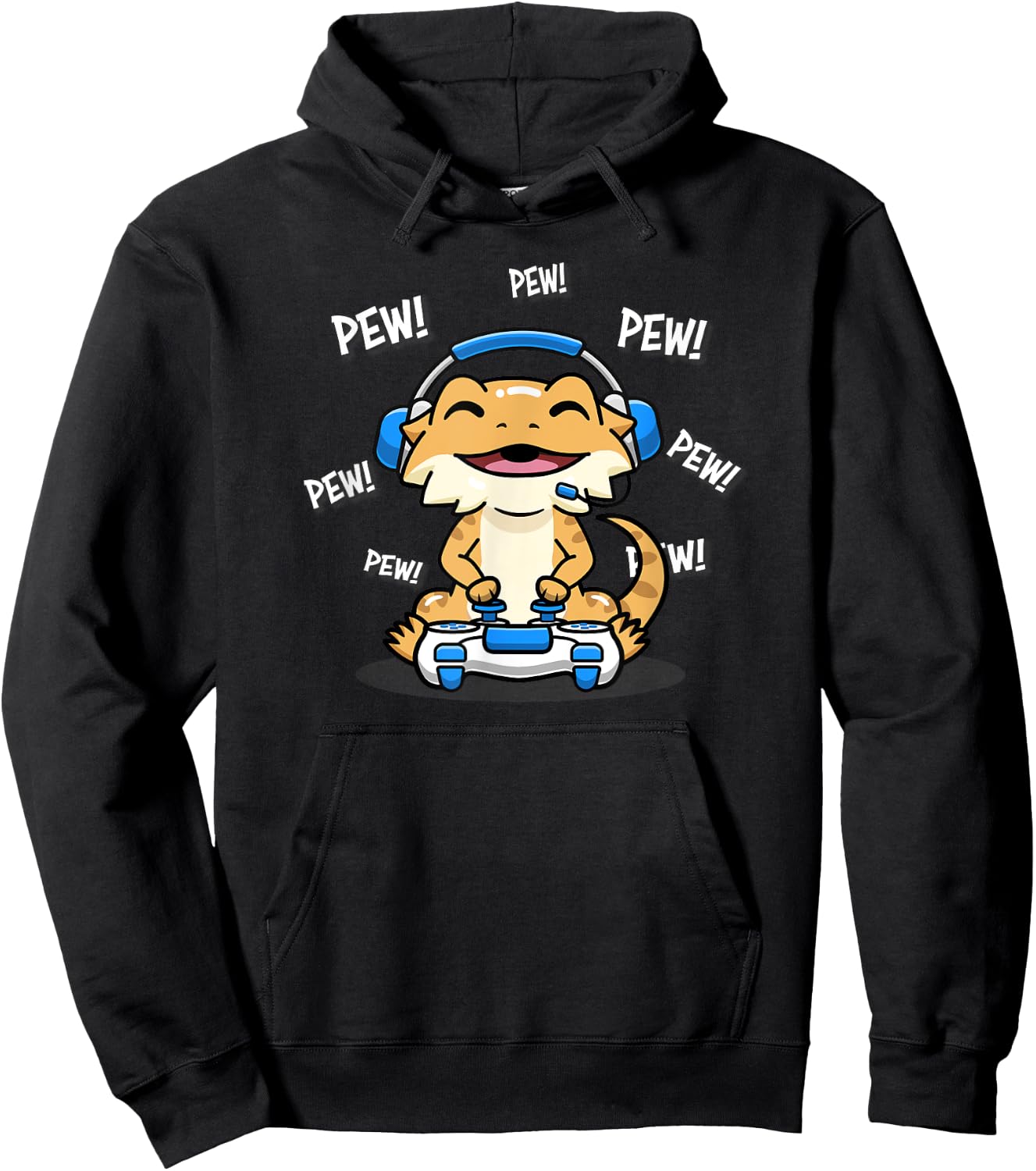 Tiny Dinosaur Boys Kawaii Kid Pew Gamer Bearded Dragon Lover Hoodie - Hoodie | Black