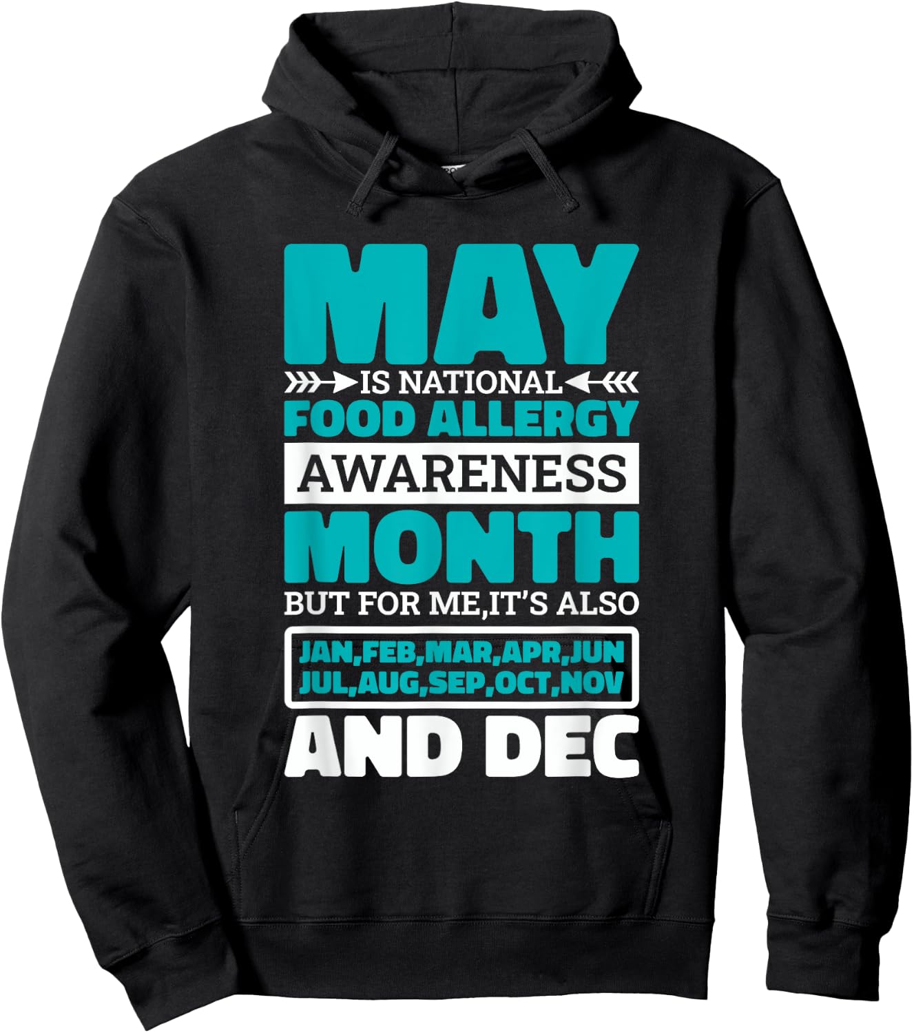 May Is National Food Allergy Awareness Month, Food Allergies Hoodie - Hoodie | Black