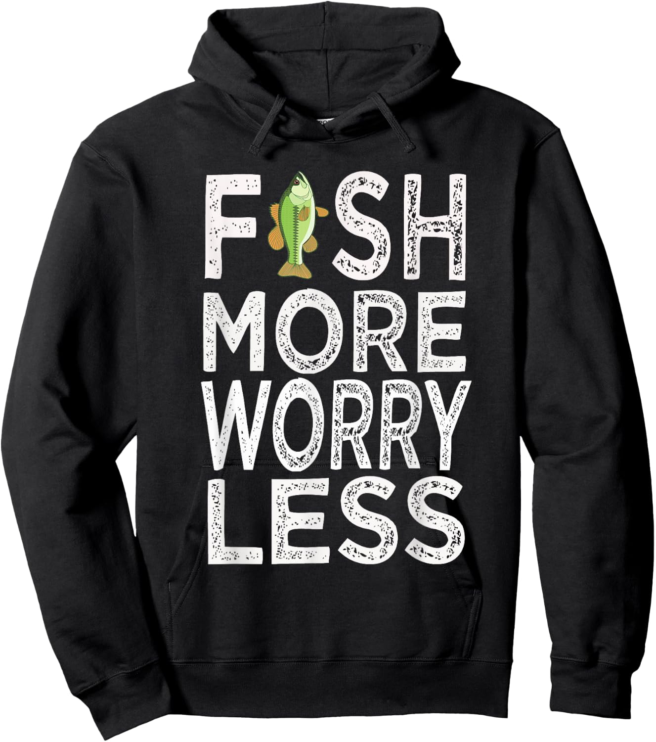 Fish More Less Worry Hoodie - Hoodie | Black