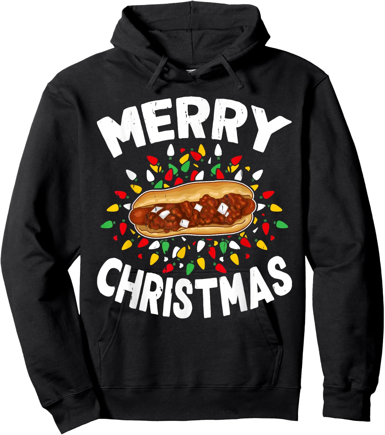 Merry Christmas Sweaters Funny Food Lover Chili Dog Xmas Men Women Hoodie - Hoodie | Black