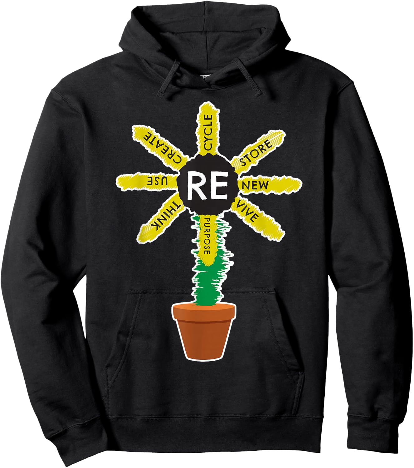 Recycle Reuse Renew Rethink Green Save the Planet Earth Day Hoodie - Hoodie | Black