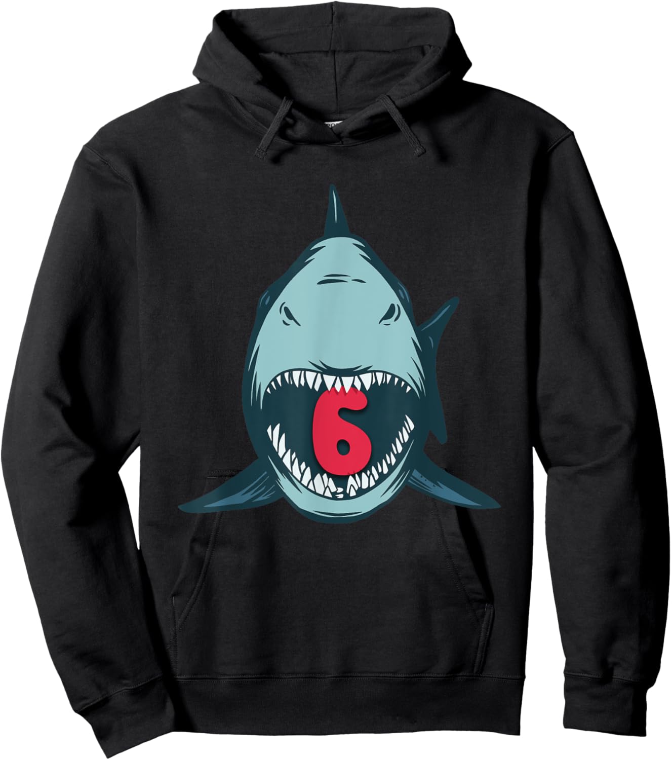 Megalodon Shark 6th Birthday 6 Years Megalodon Birthday Hoodie - Hoodie | Black