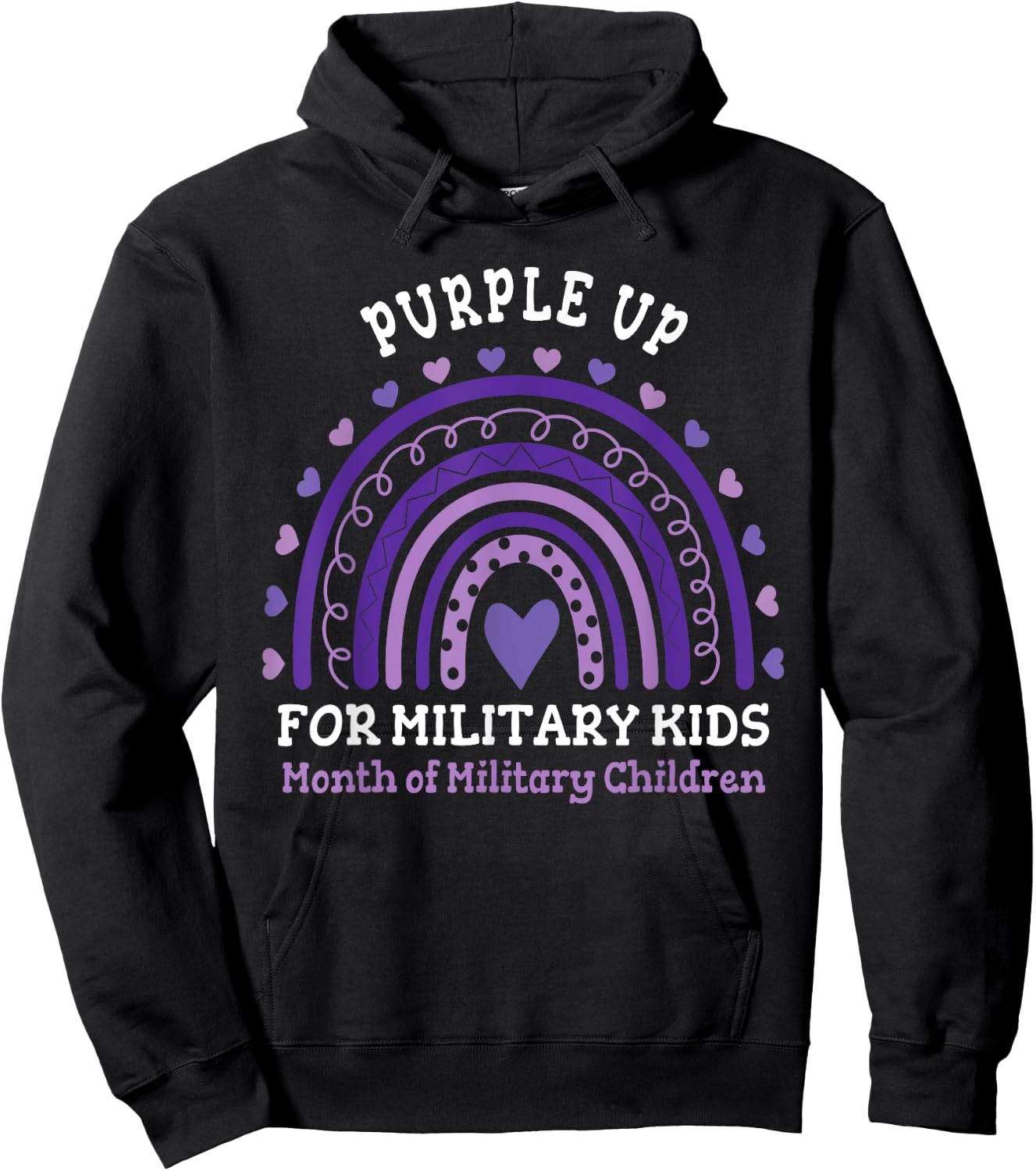 Military Purple Up Day Kids Shirt Month Military Rainbow Kid Hoodie - Hoodie | Black