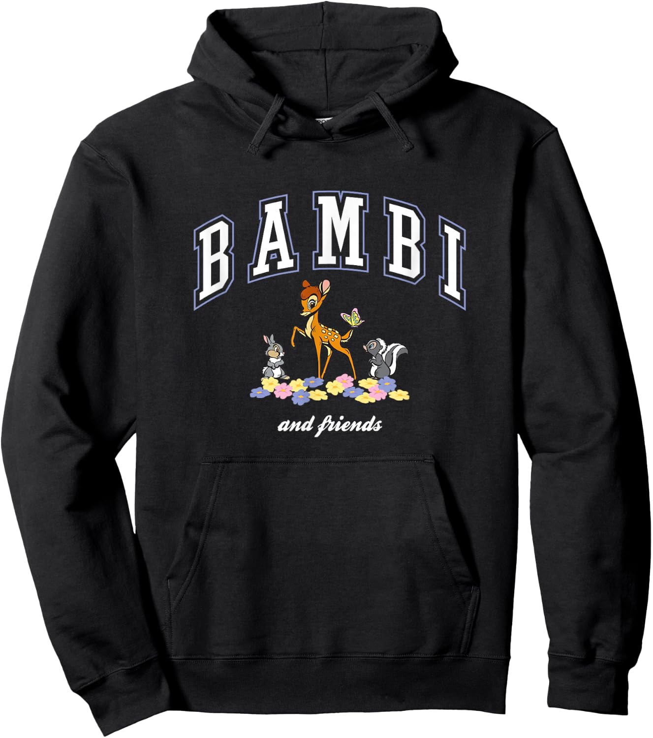 Disney Bambi And Friends Thumper Flower College Style Logo Hoodie - Hoodie | Black