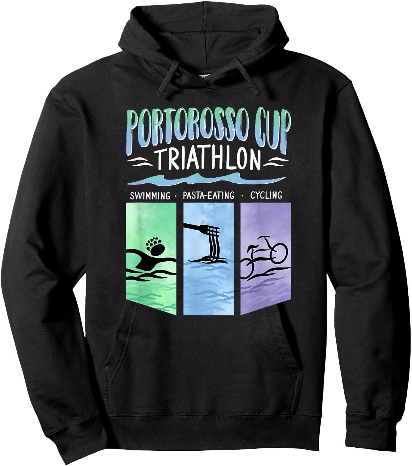 Portorosso Cup Triathlon Swimming . Pasta-Eating . Cycling Hoodie - Hoodie | Black