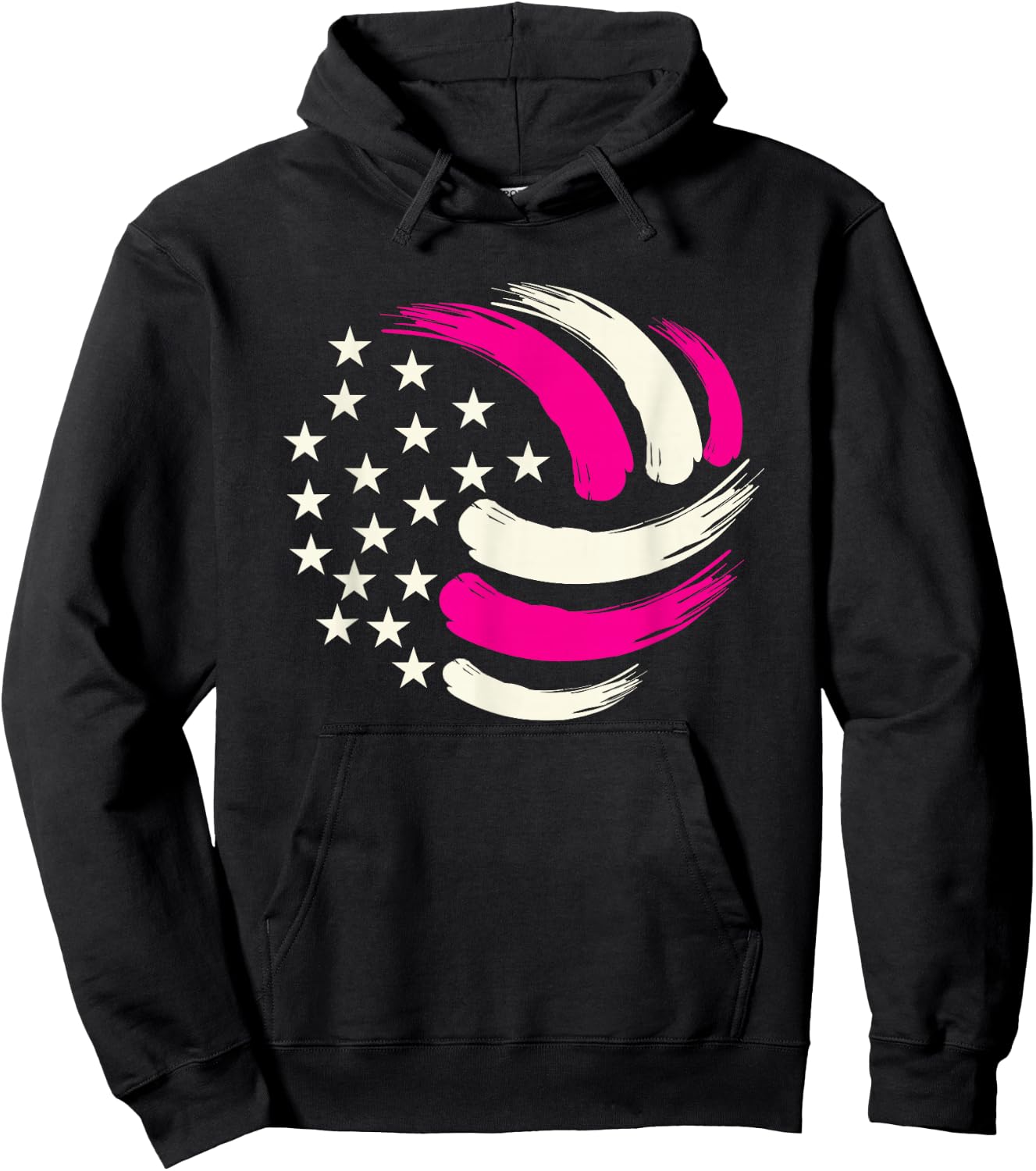 Women Volleyball Teen Girls USA American Flag Hoodie - Hoodie | Black