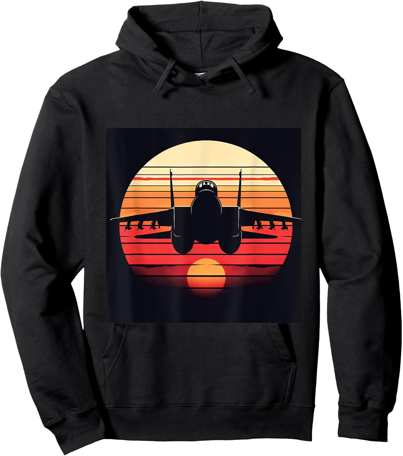 F-14 Tomcat Fighter Jet Silhouette Sunset Military Aviation Hoodie - Hoodie | Black