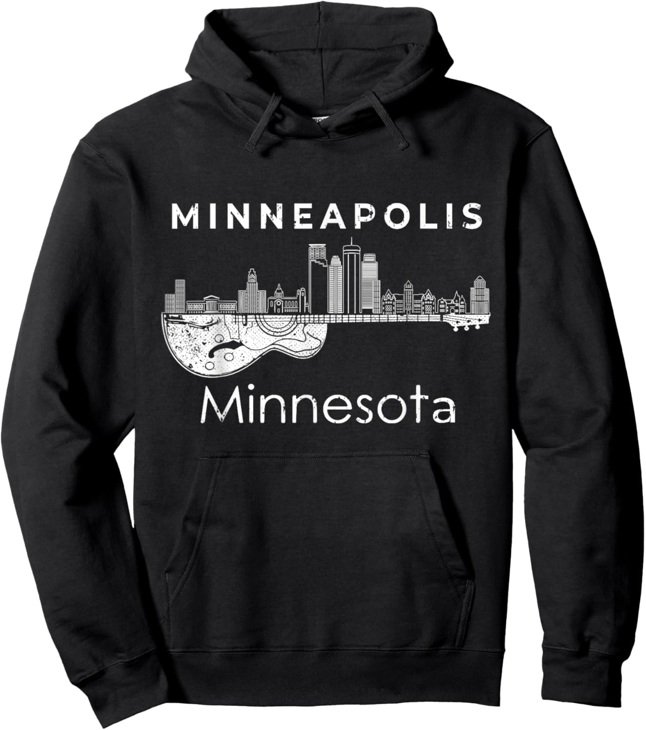 Minneapolis Souvenir Men Minnesota Music Electric Guita Hoodie - Hoodie | Black
