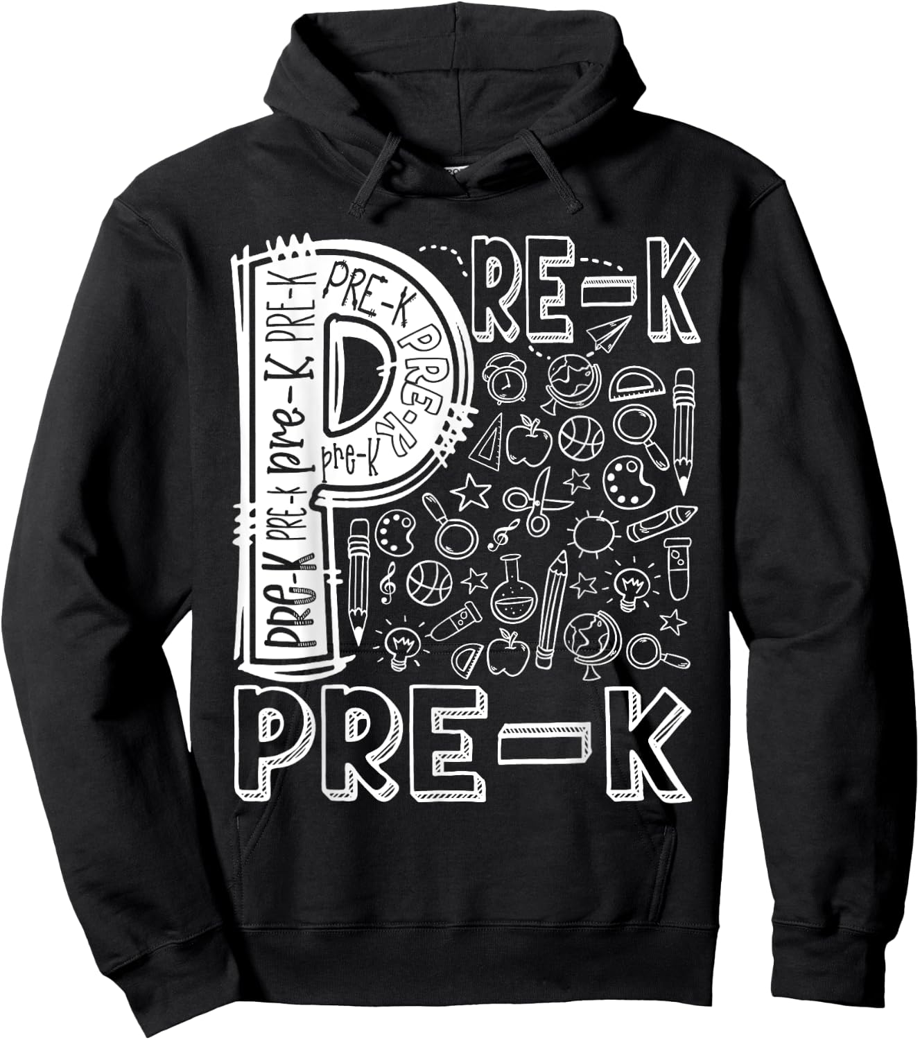 Pre-K Typography Team Vintage Pre-K Teacher Back To School Hoodie - Hoodie | Black