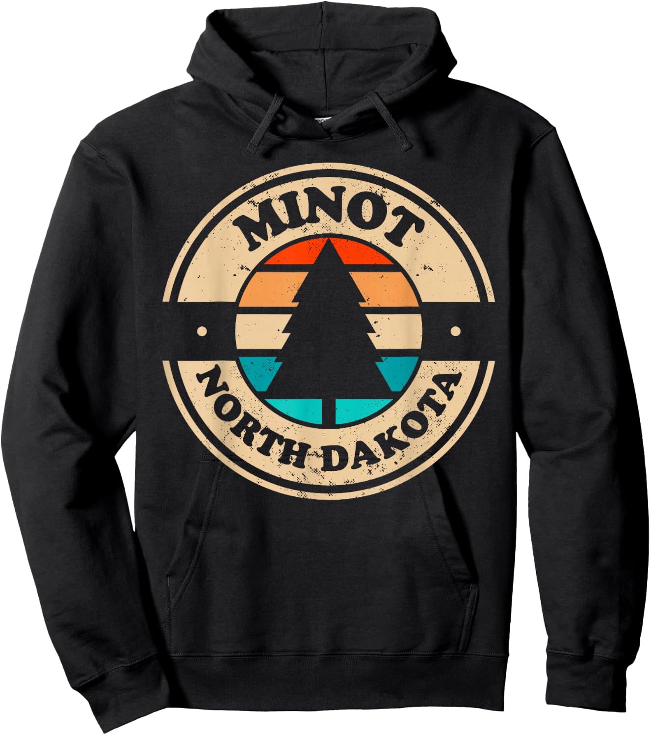 Minot North Dakota ND Vintage Graphic Retro 70s 80s Hoodie - Hoodie | Black
