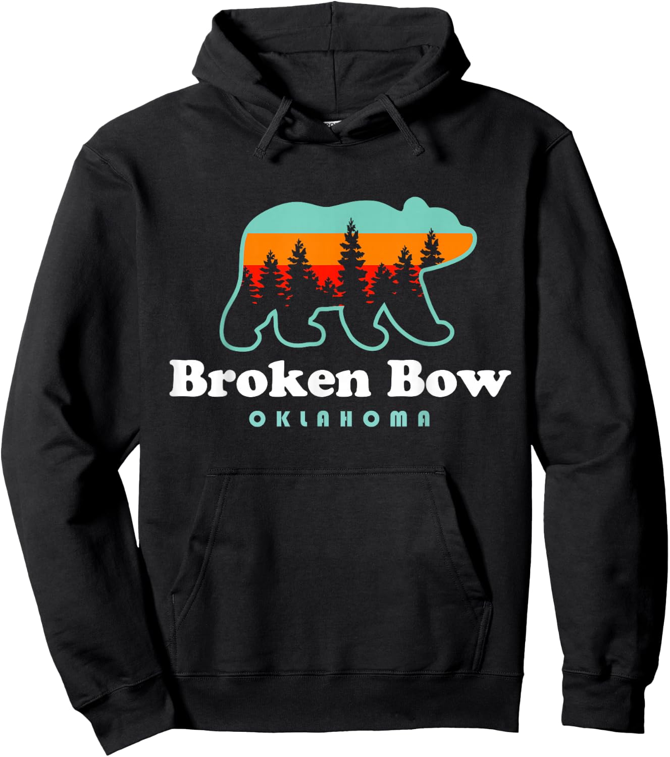 Broken Bow Oklahoma Lake Outdoors Bear Hoodie - Hoodie | Black