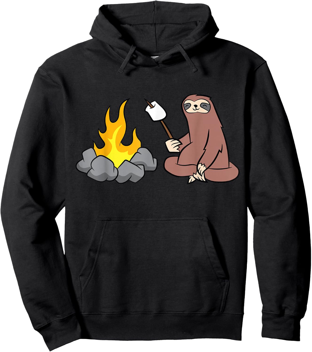 Sloth Roasting Marshmallows At The Campfire Hoodie - Hoodie | Black