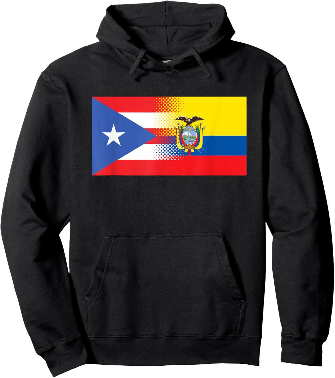 Half Puerto Rican Half Ecuadorian Flag Puerto Rico Ecuador Hoodie - Hoodie | Black