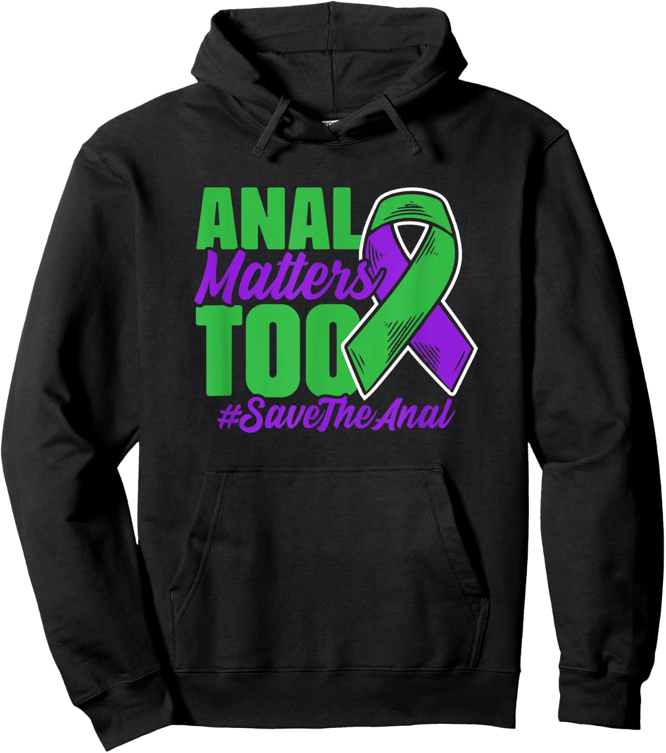 Purple Green Ribbon Support Anal Cancer Survivor Hoodie - Hoodie | Black