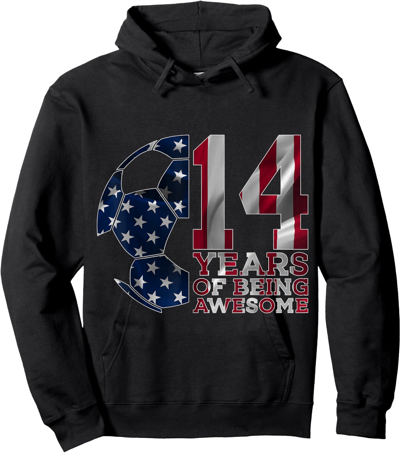 14 Years of Being Awesome Soccer 14th Birthday Hoodie - Hoodie | Black