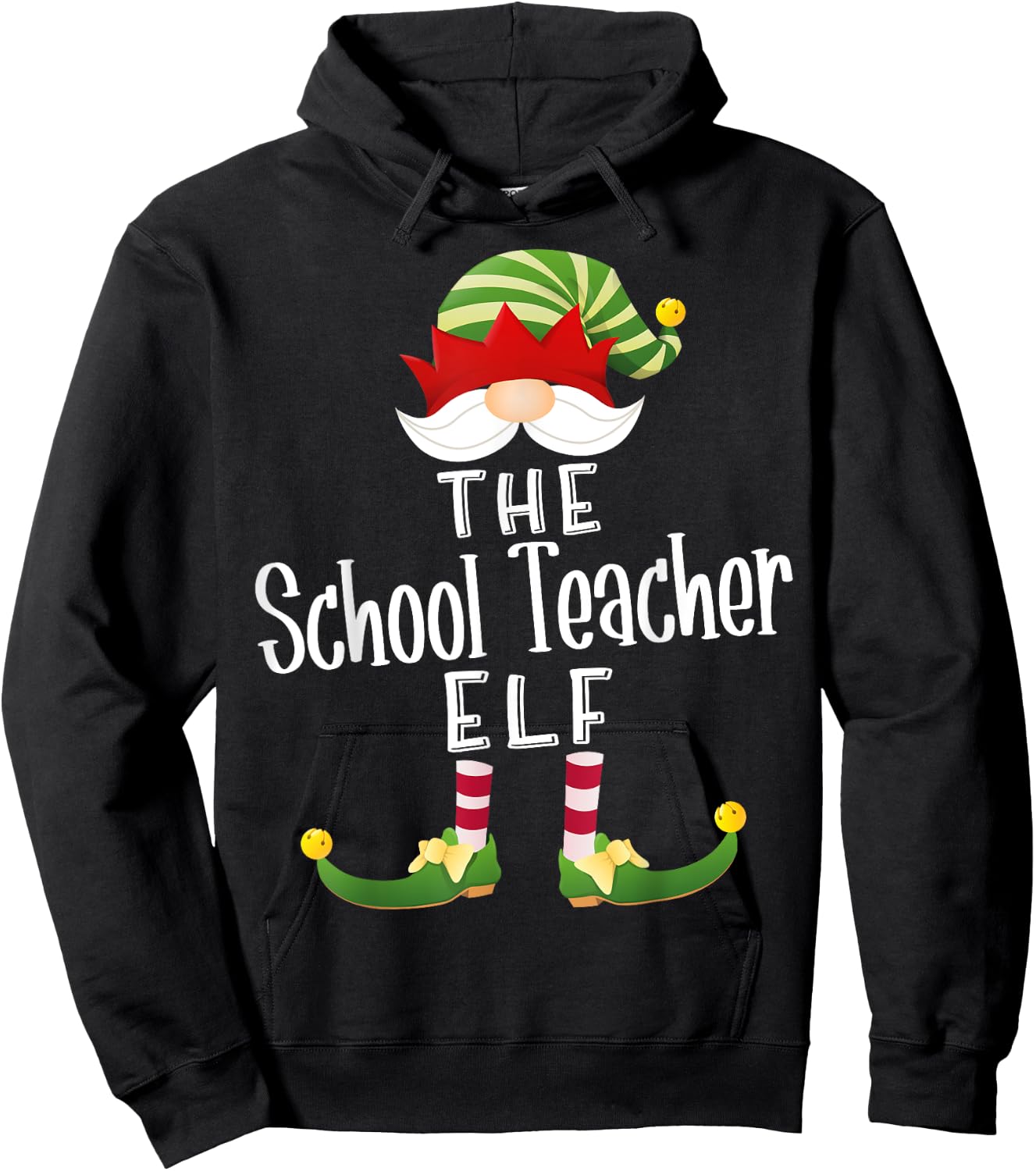 School Teacher Elf Group Christmas Funny Pajama Party Women Hoodie - Hoodie | Black