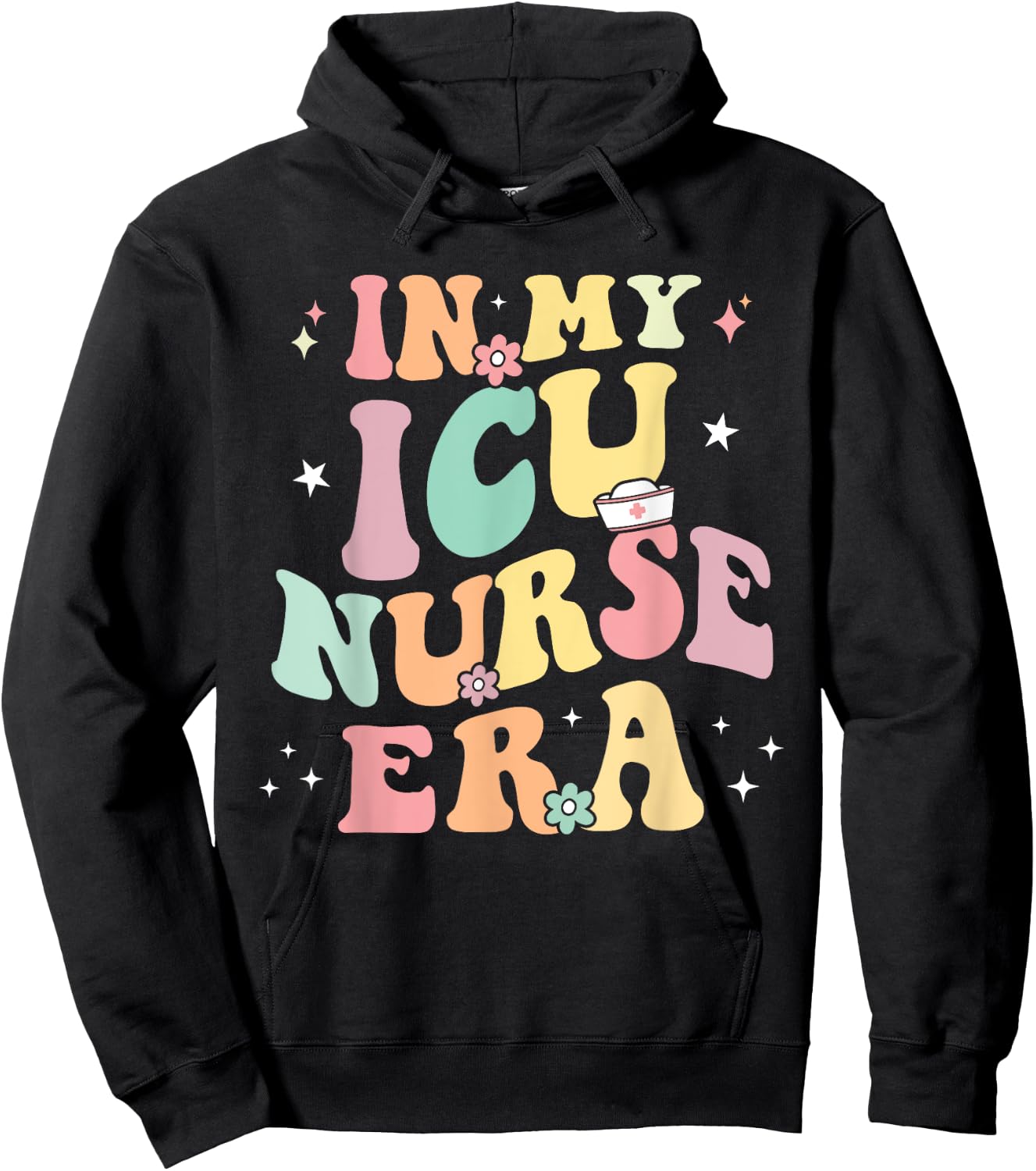 In My ICU Nurse Era Retro Nursing School Intensive Care Unit Hoodie - Hoodie | Black