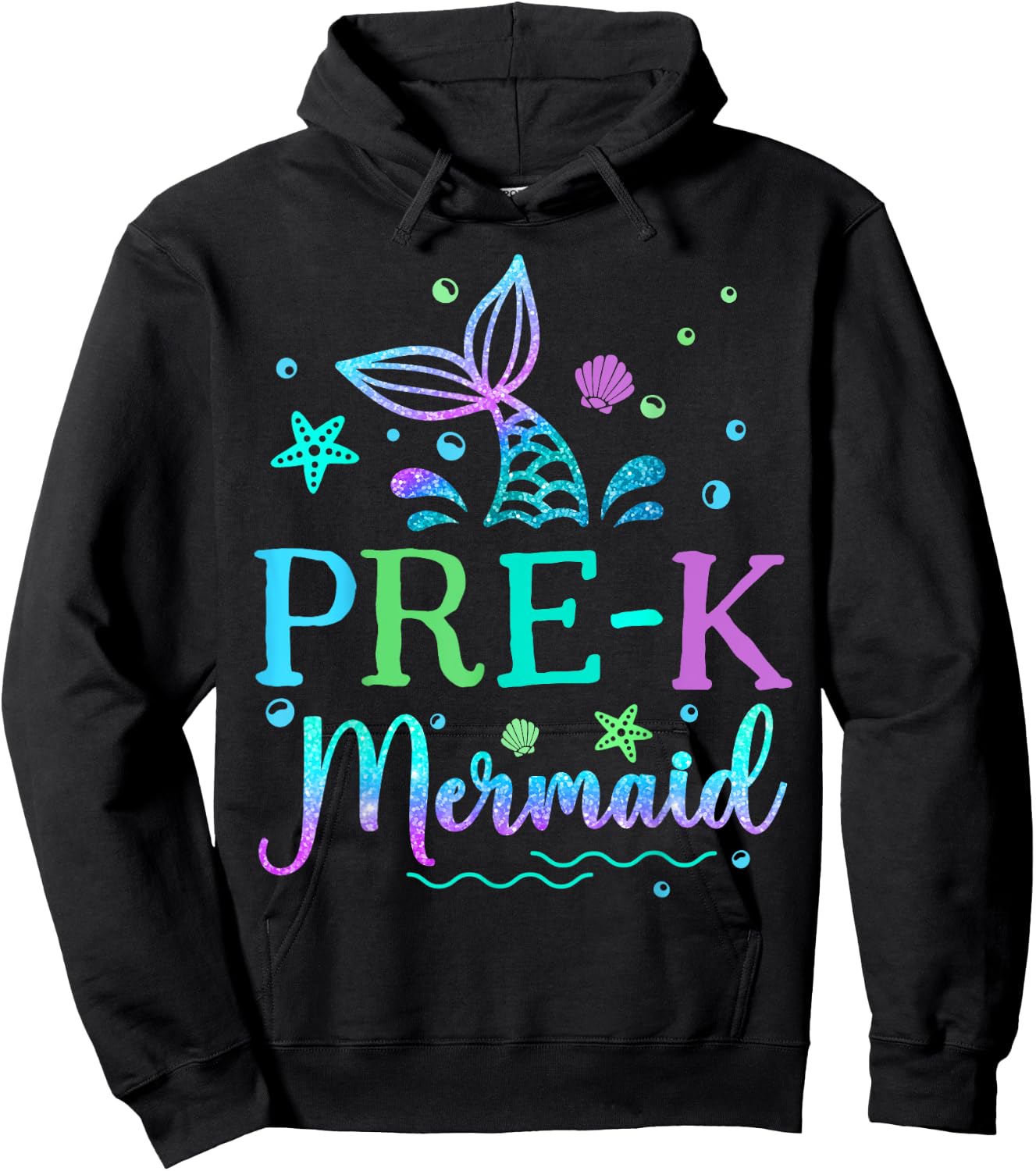 Pre-K Mermaid Tail Pre Kindergarten Back To School Women Kid Hoodie - Hoodie | Black