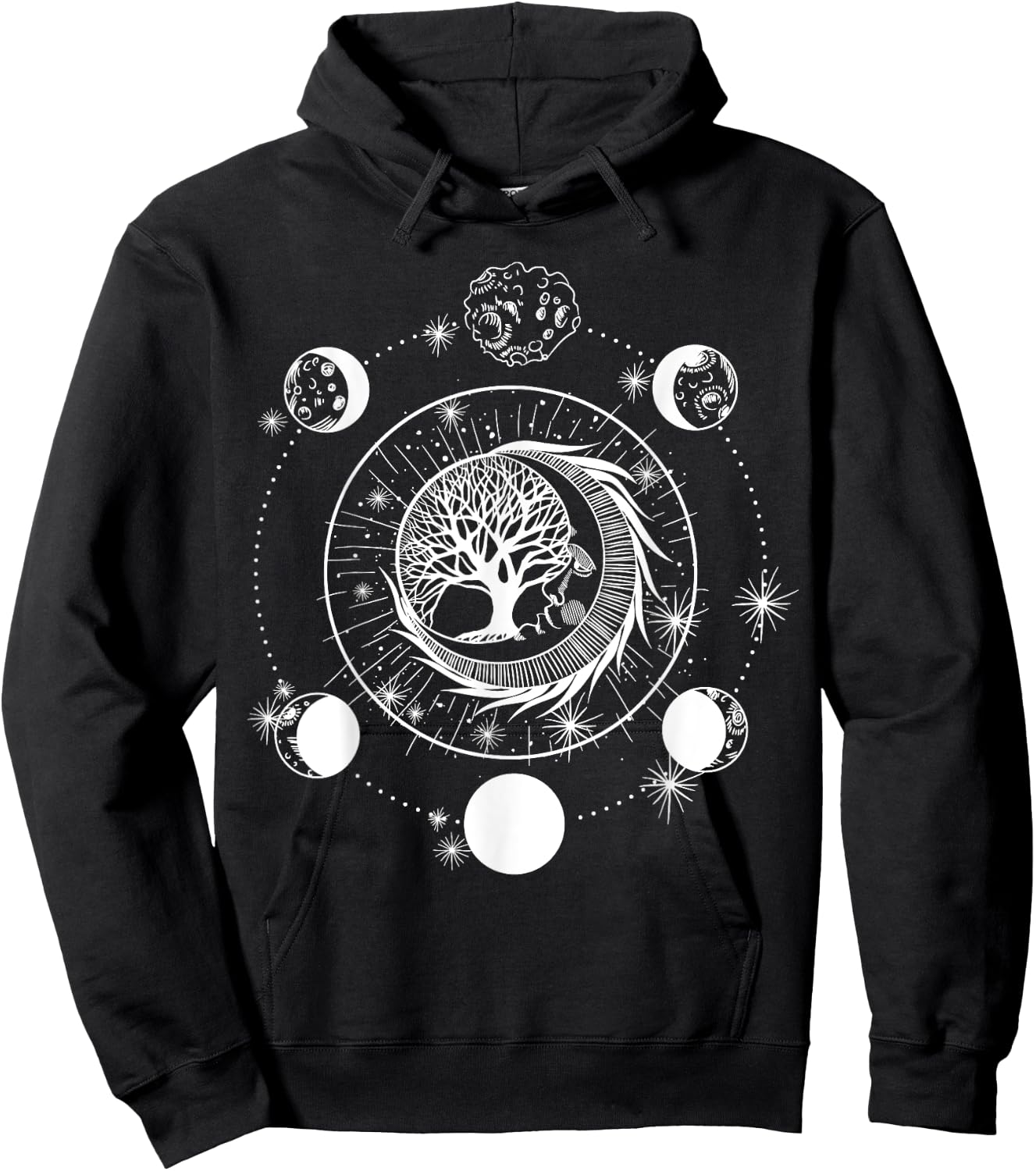 Phases of the Moon Tree of Life Mystical Lovers Hoodie - Hoodie | Black