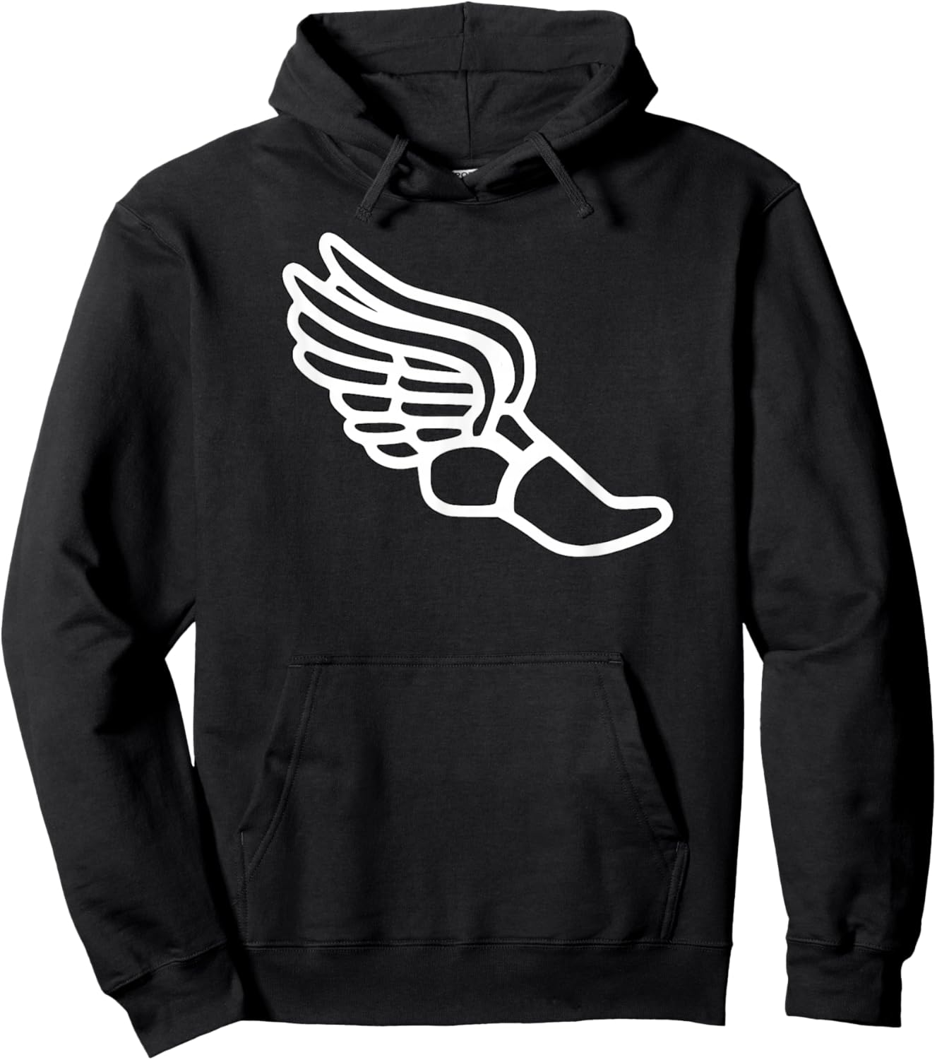 Track and Field or Long-Distance Runner White Winged Shoe Hoodie - Hoodie | Black