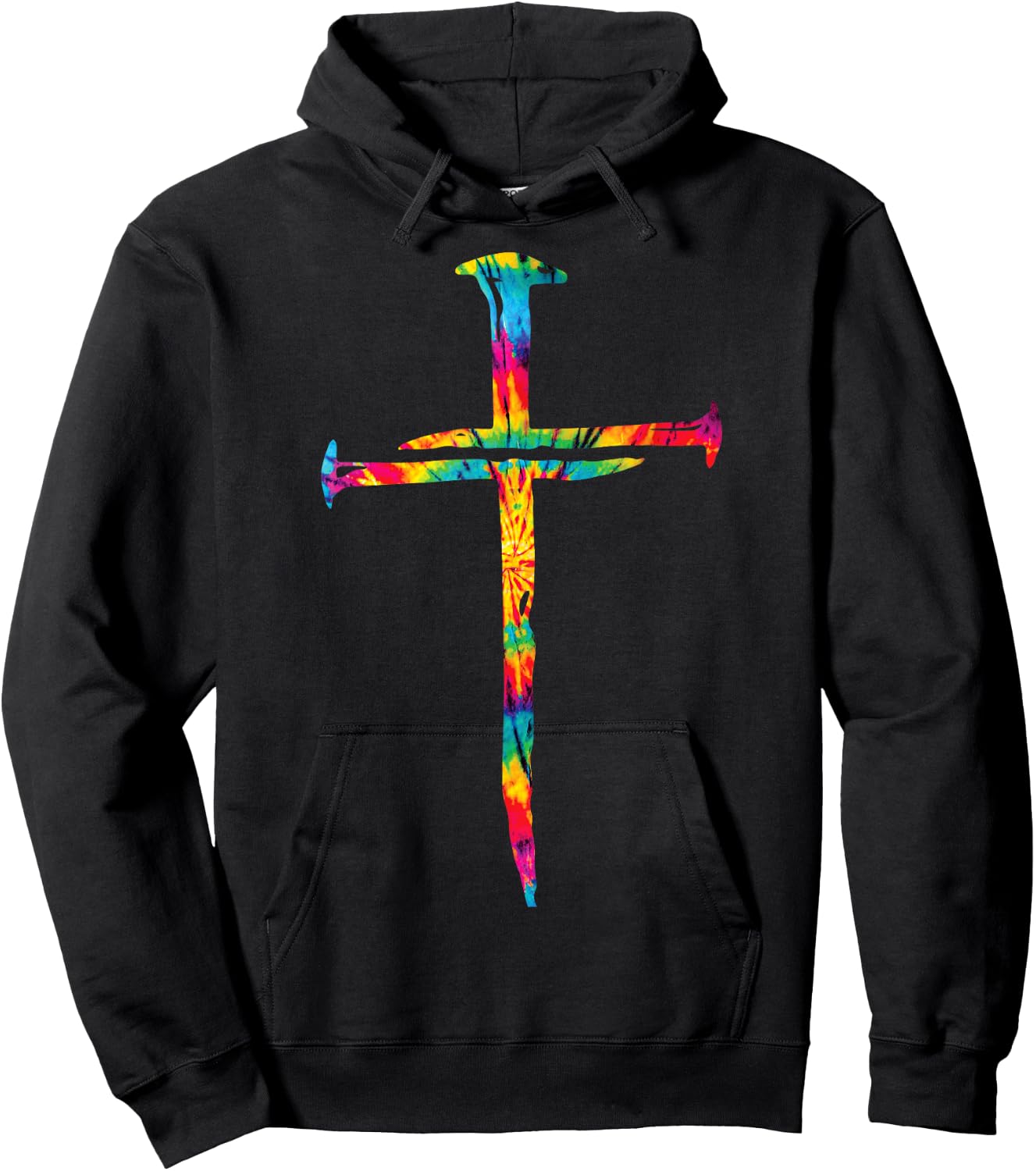 Christian Jesus Nail Cross Tie Dye Rainbow Bible Religious Hoodie - Hoodie | Black