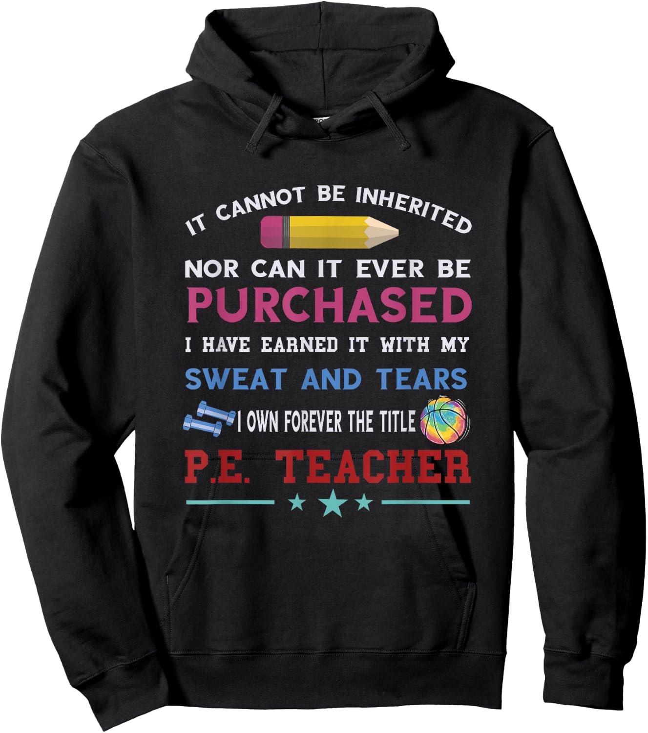 PE Teacher Sweat And Tears Physical Education Teacher Hoodie - Hoodie | Black