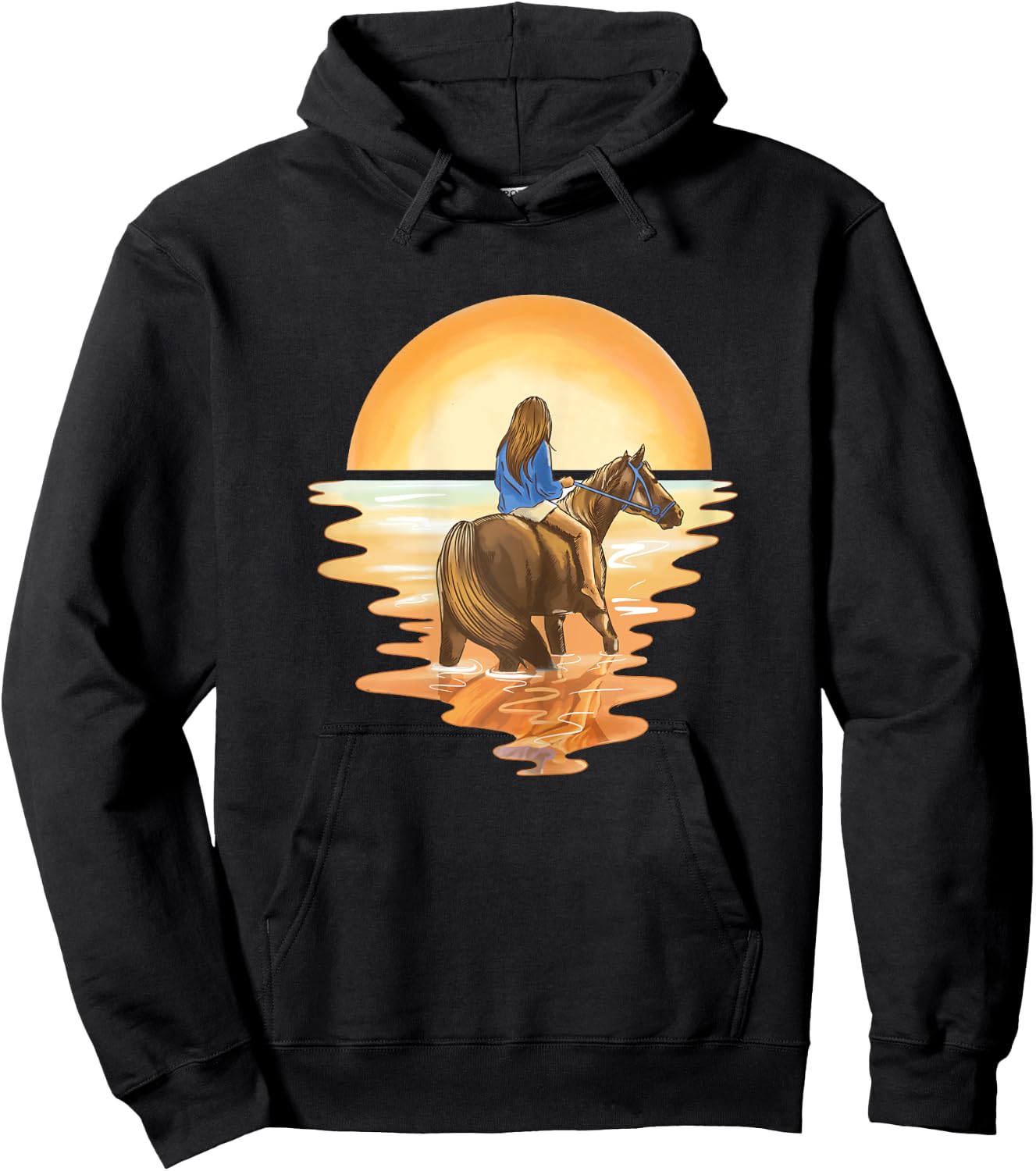 Horse Riding Equestrian Watercolor Horse Girl Hoodie - Hoodie | Black