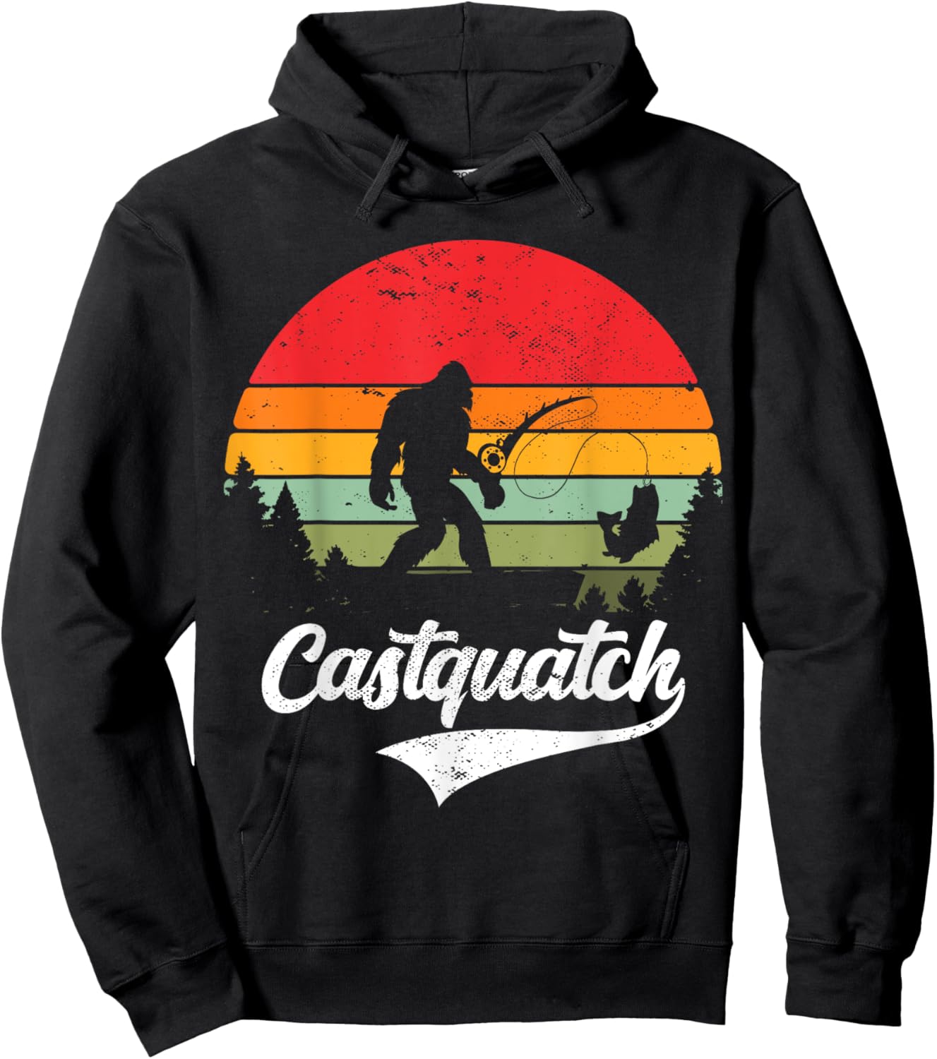 Castquatch Funny Bass Fisherman Fishing meme Hoodie - Hoodie | Black