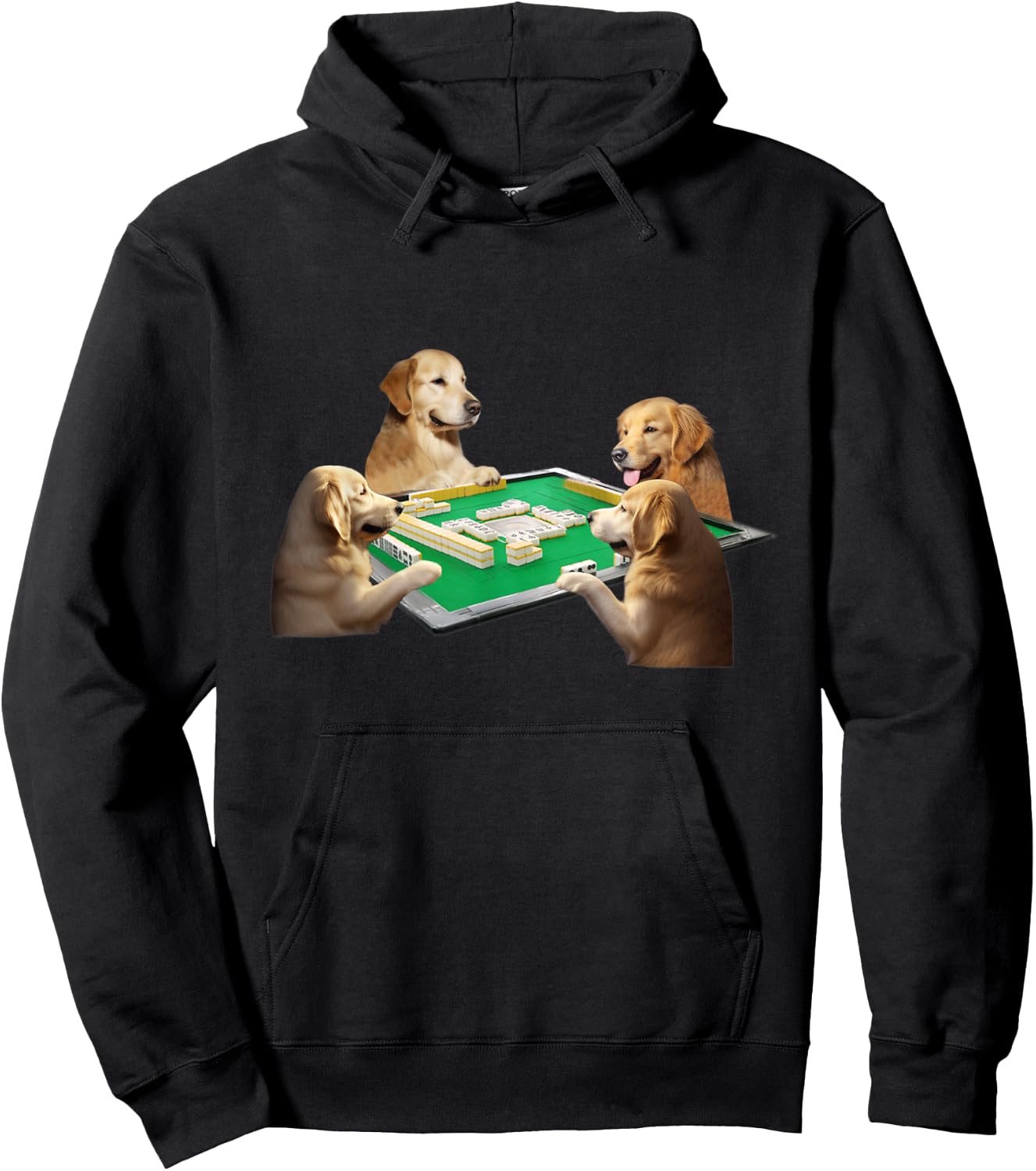 Golden Retriever Dog Mahjong Funny Dog Men's Funny Clothes Funny Goods Present Neta Hoodie - Hoodie | Black